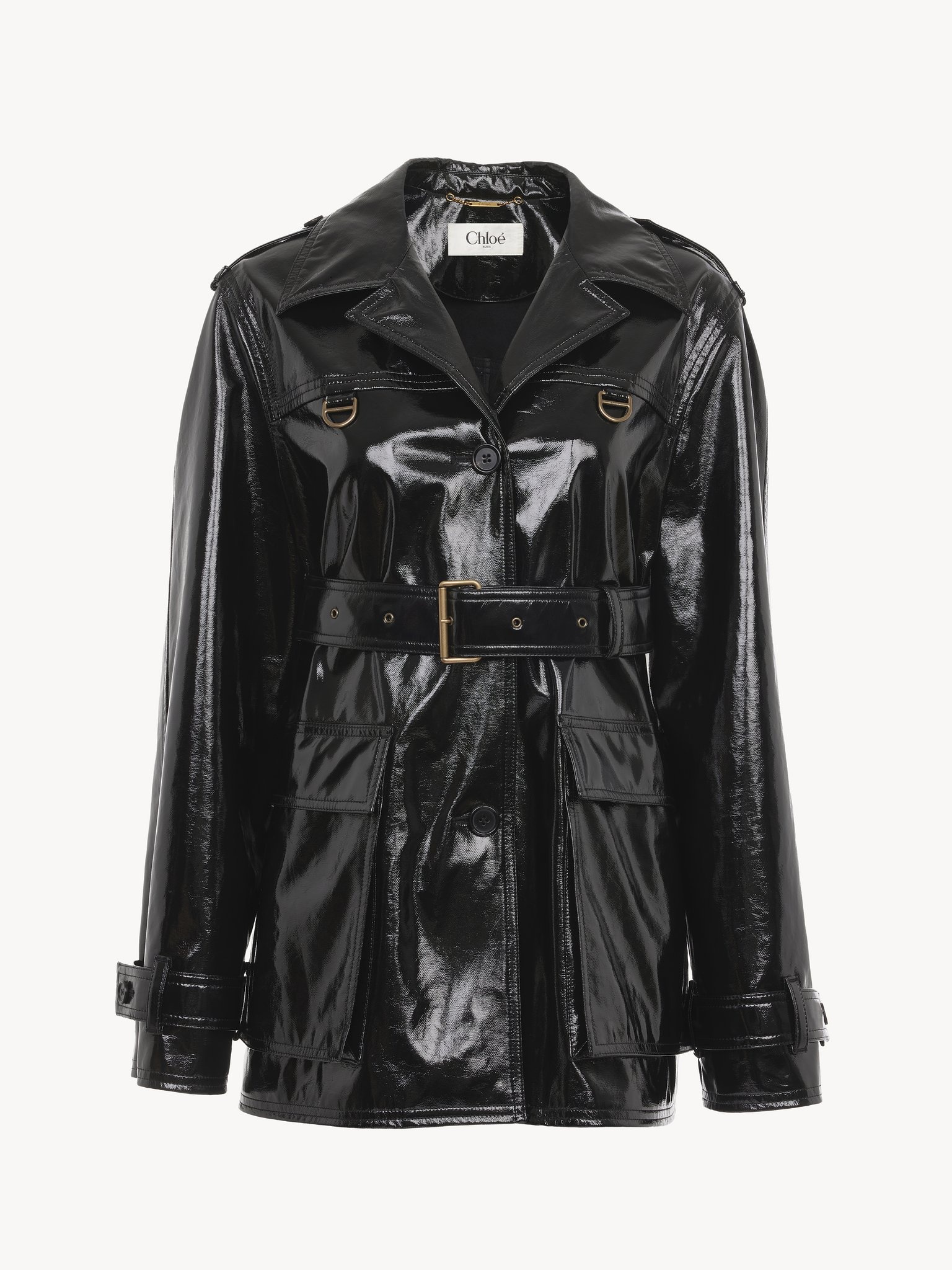 BELTED JACKET IN SHINY COATED COTTON - 2