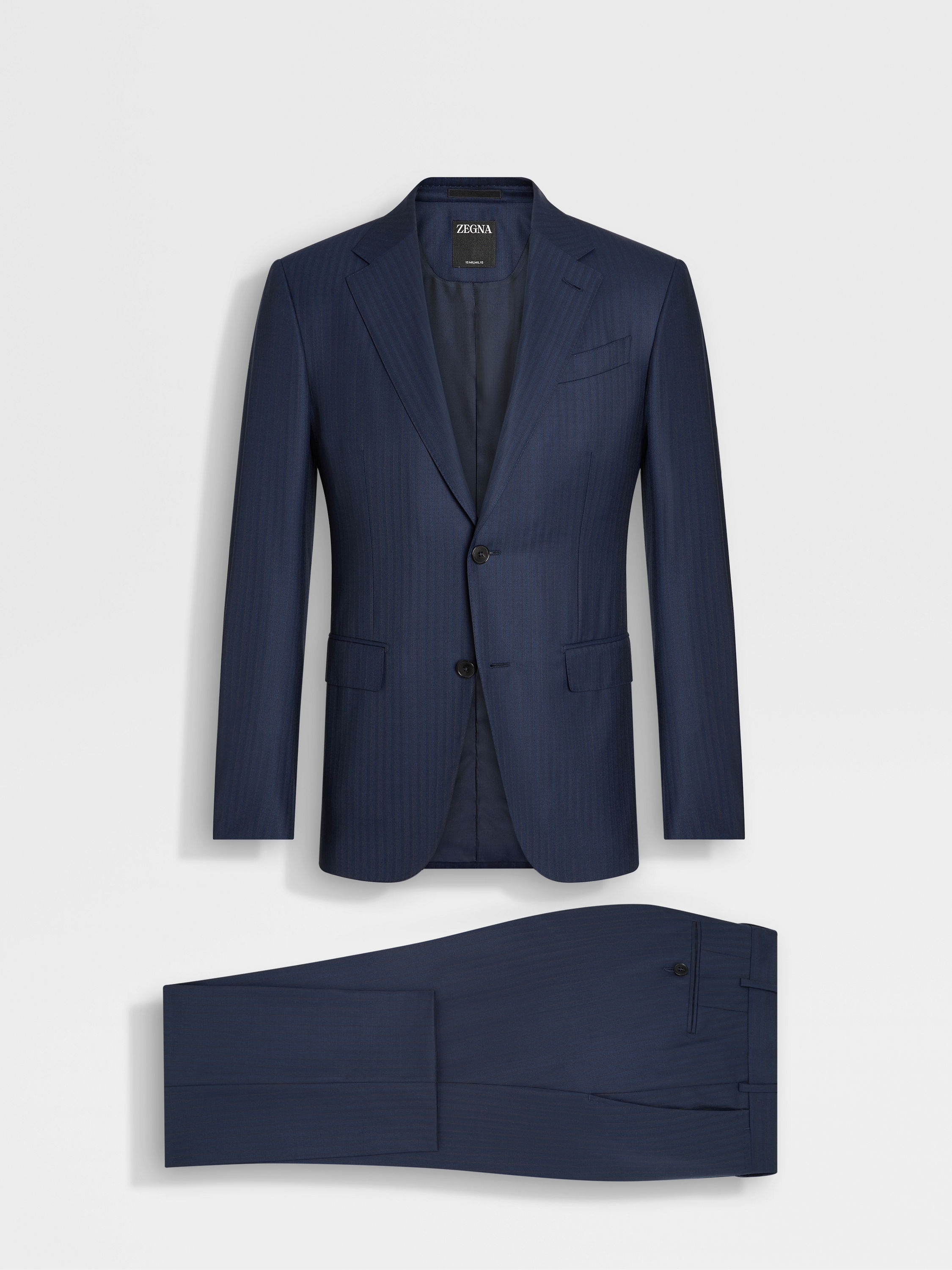 DARK BLUE AND BROWN 15MILMIL15 WOOL SUIT - 2