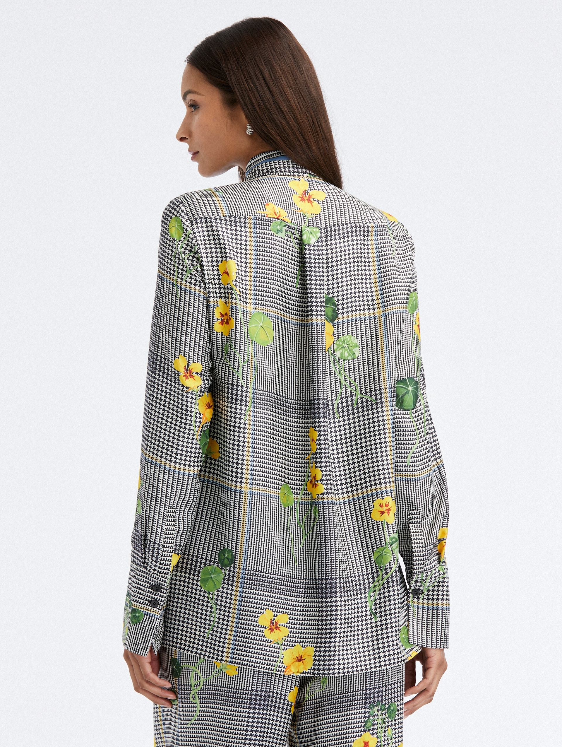 NASTURTIUM PLAID TIE NECK BLOUSE - 2