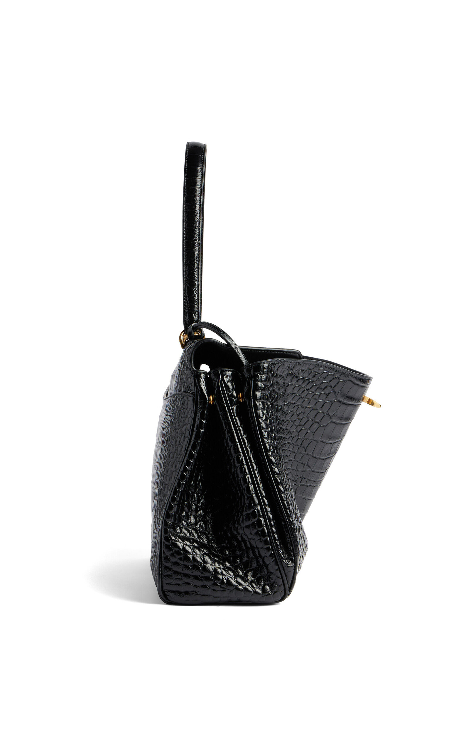 Rodeo Medium Croc-Effect Leather Top Handle Bag black - 4