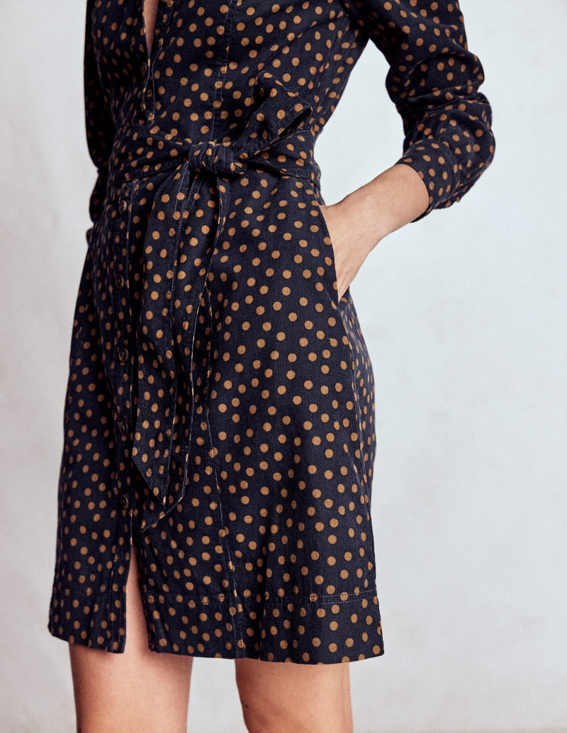 Bre Cord Short Dress-French Navy, Painted Dot 4