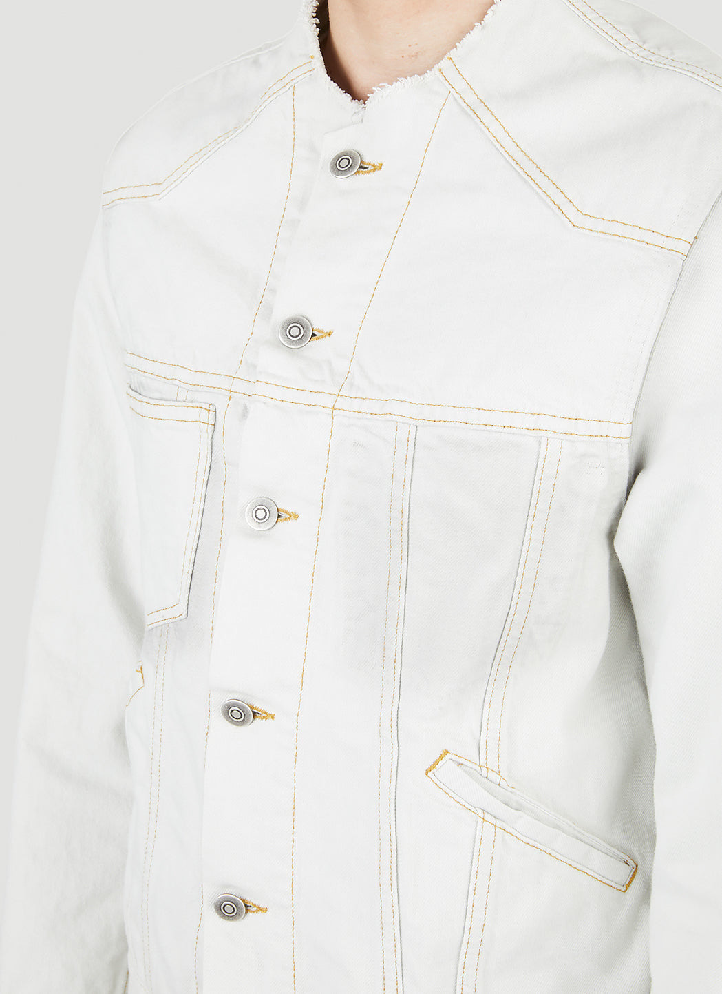 Maison Margiela Men Collarless Denim Jacket - 5