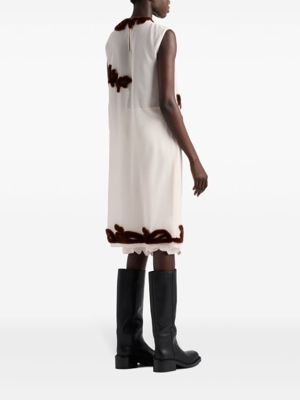floral-embroidered silk midi dress - 3