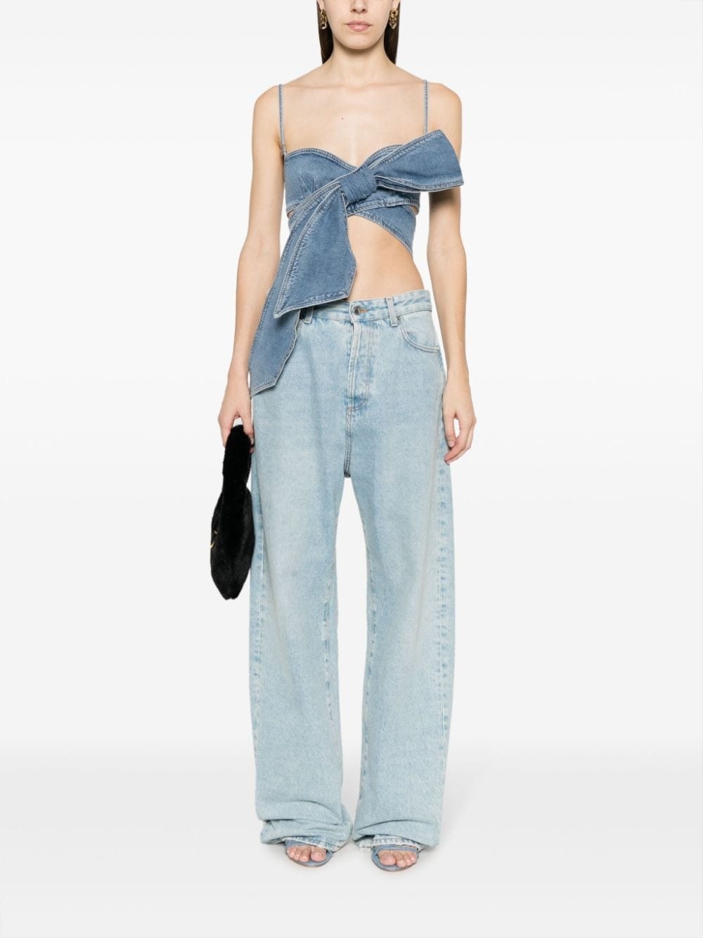 bow-detail denim top - 2