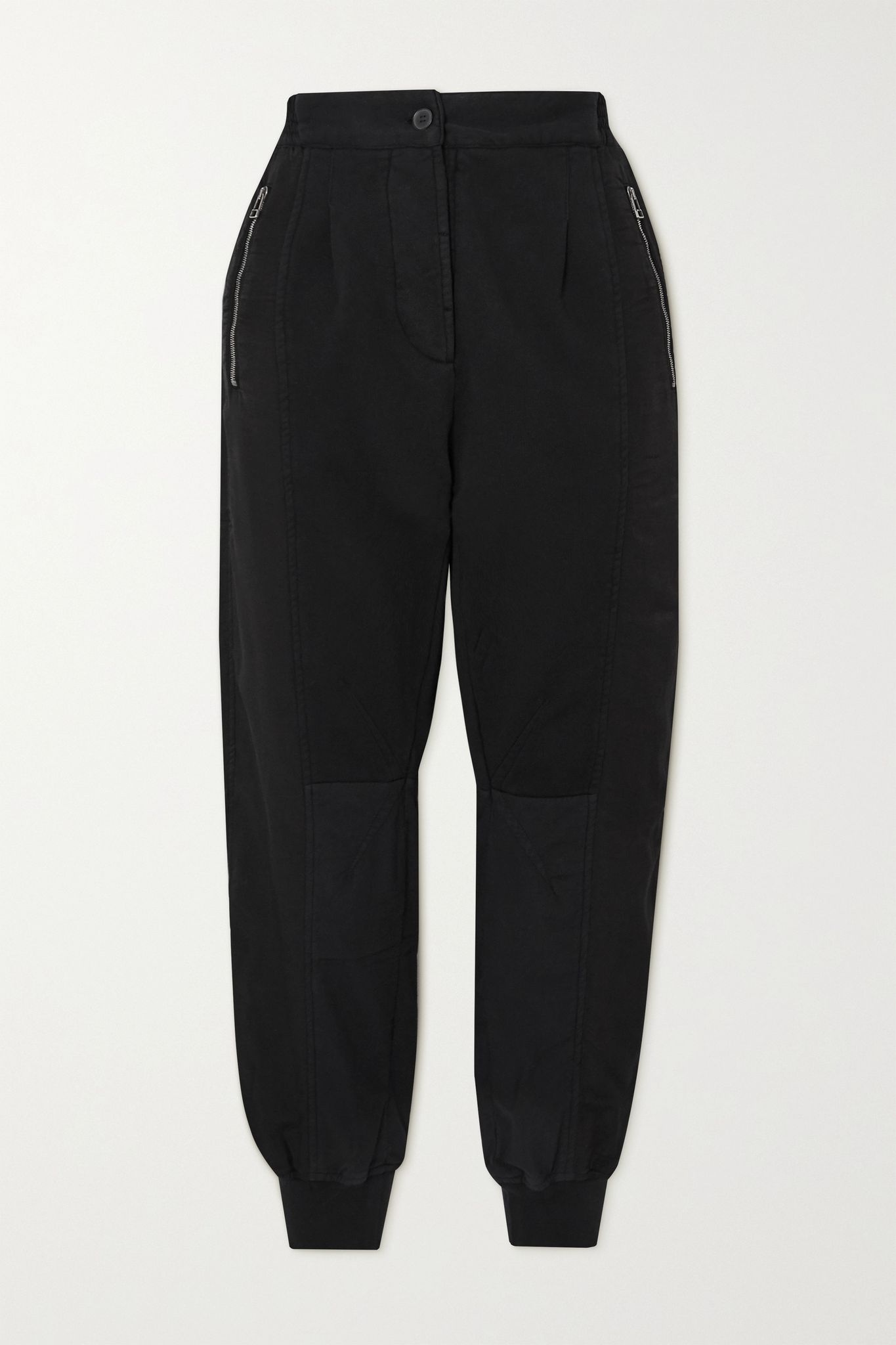 Cropped cotton-jersey and poplin track pants - 1