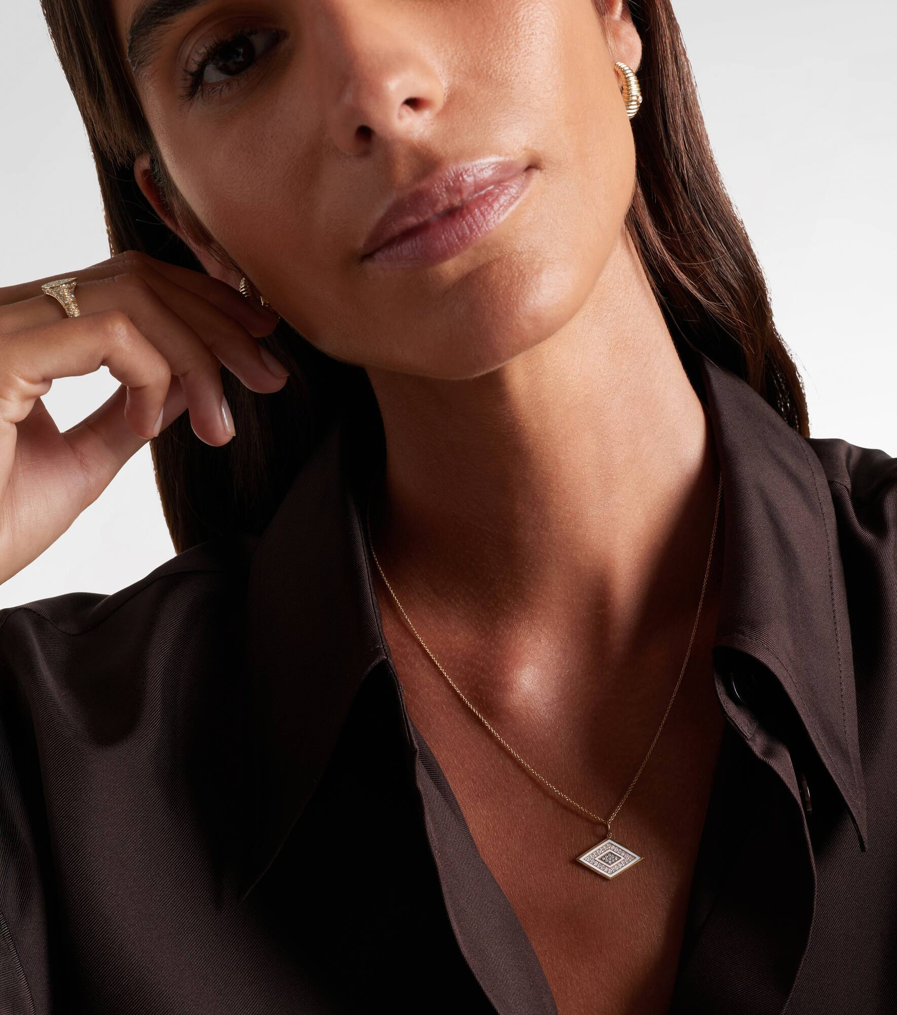 Groovy Eye 14kt yellow gold necklace with diamonds - 3
