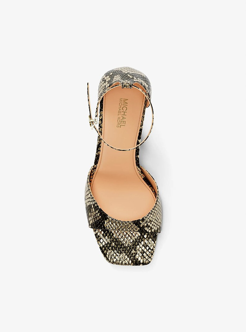 Amali Metallic Snake Embossed Sandal 5