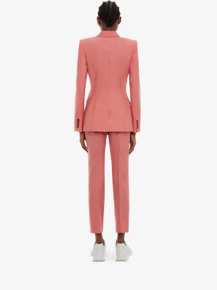 Two-button Wool Jacket in Coral - 4