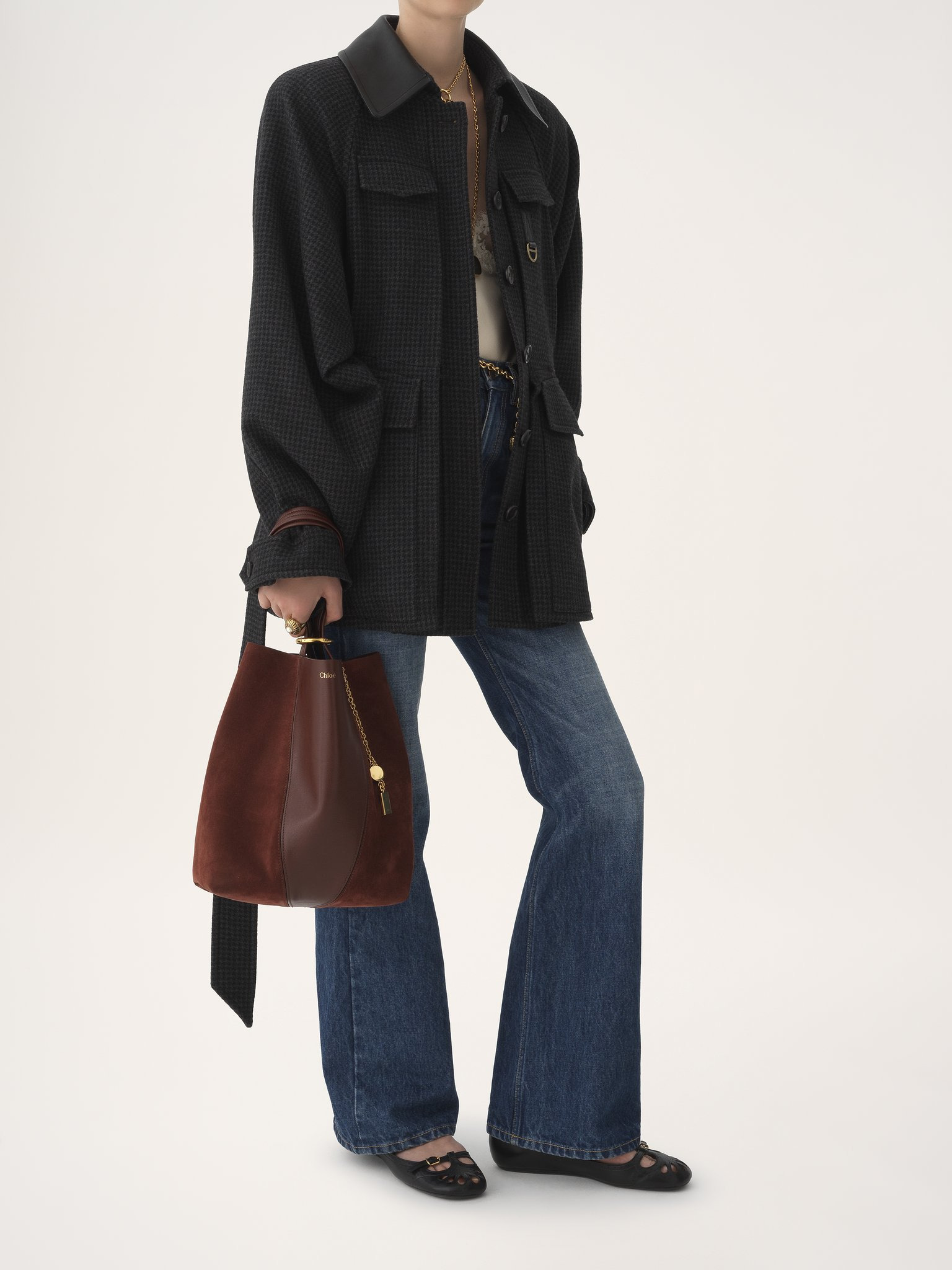 CHLOÉ SPIN TOTE BAG IN GRAINED & SUEDE LEATHER - 7