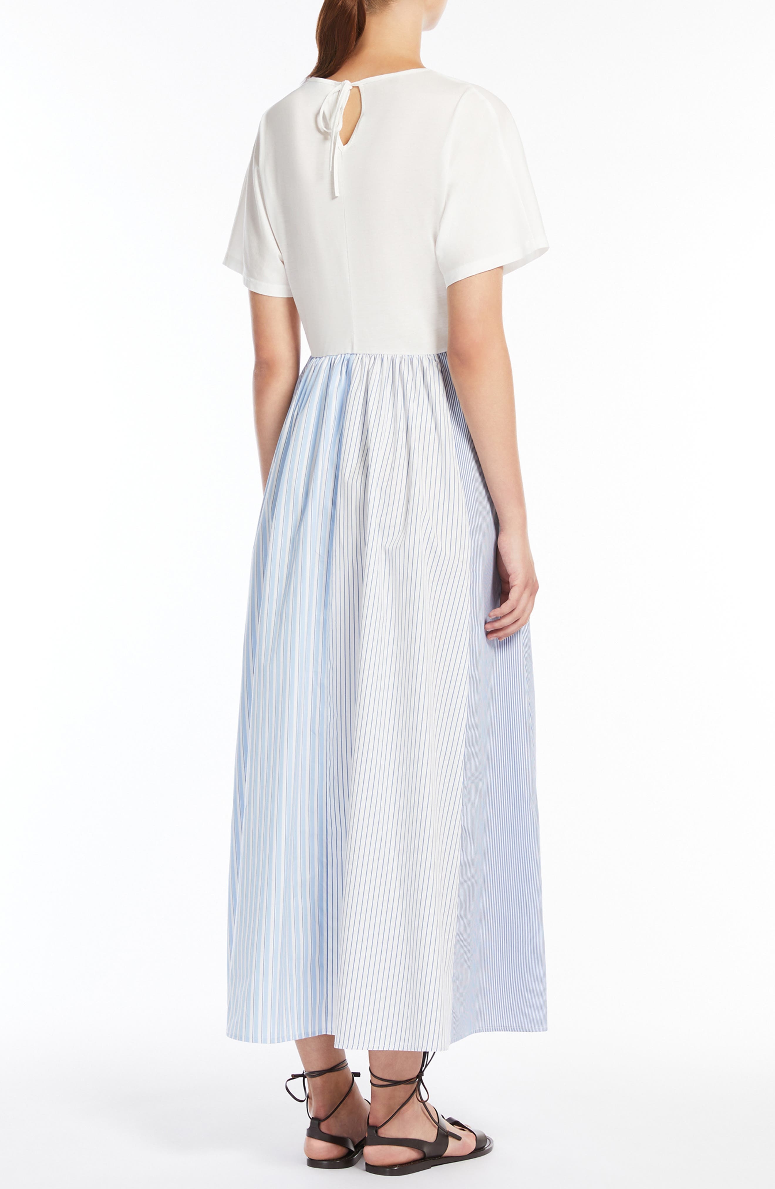 Weekend Max Mara Bronzo Mixed Media Dress in White/Blue at Nordstrom - 2