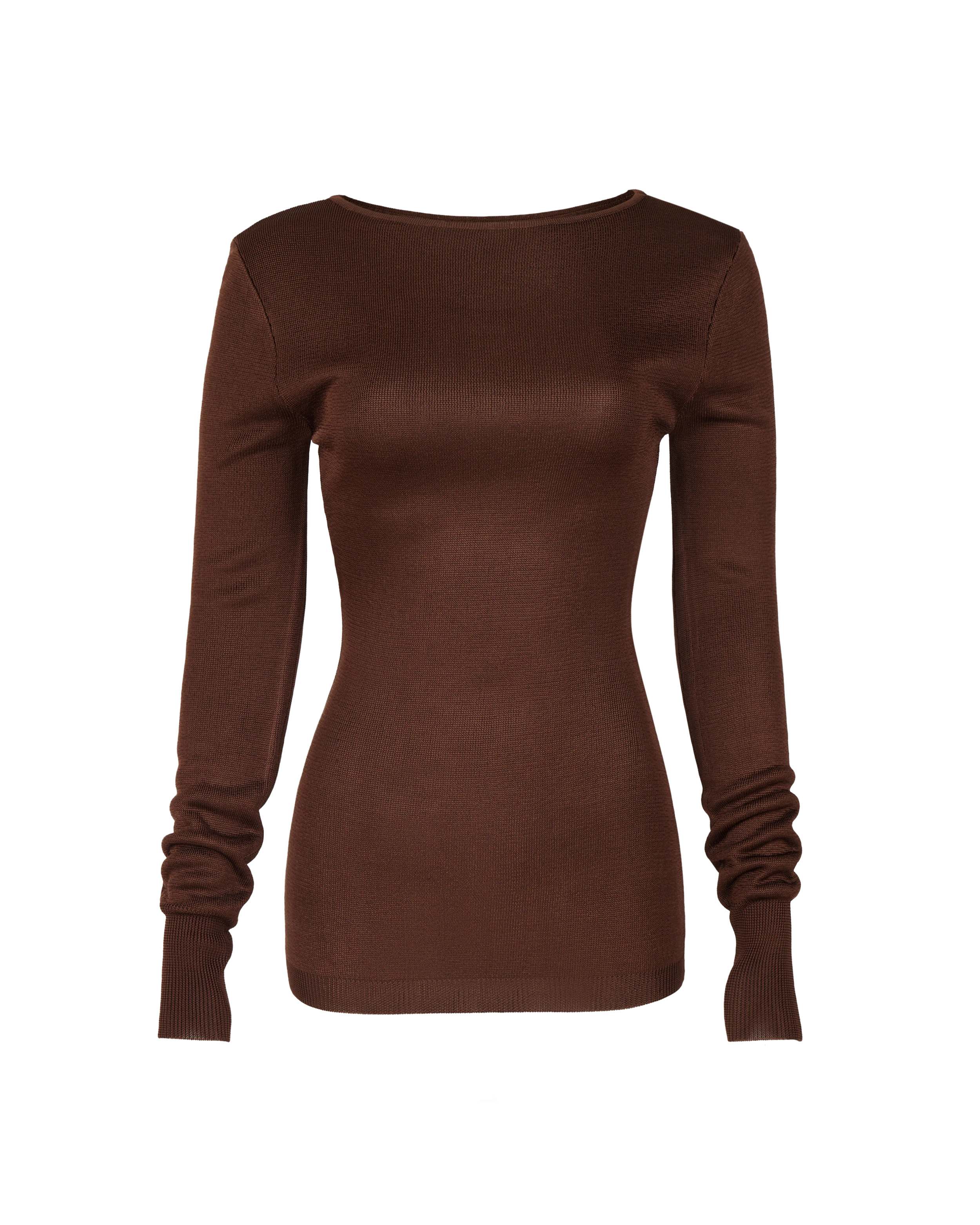 LS BOAT NECK TOP CHOCOLATE - 5