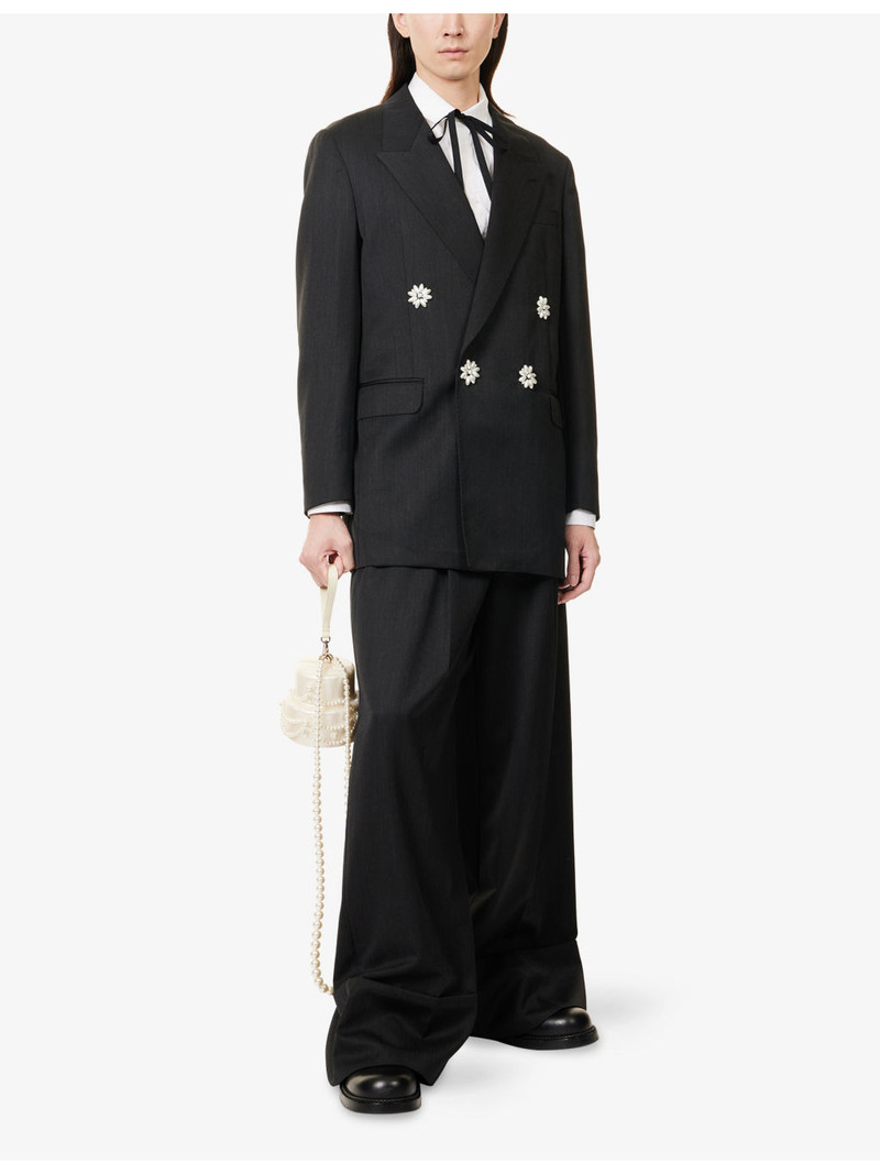 Simone Rocha Belted Wide-Leg Wool-Blend Trousers outlook