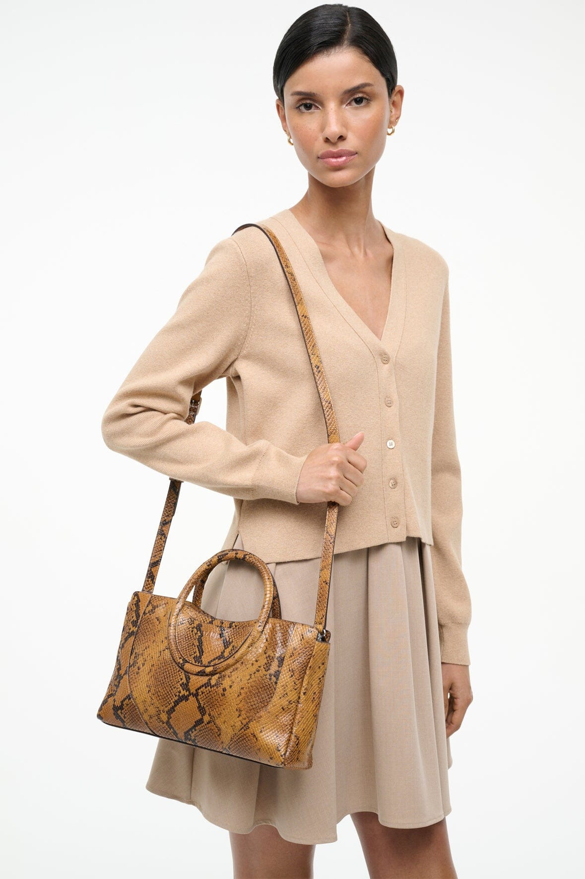 STAUD MAUDE MINI SATCHEL BAG SNAKE - 6