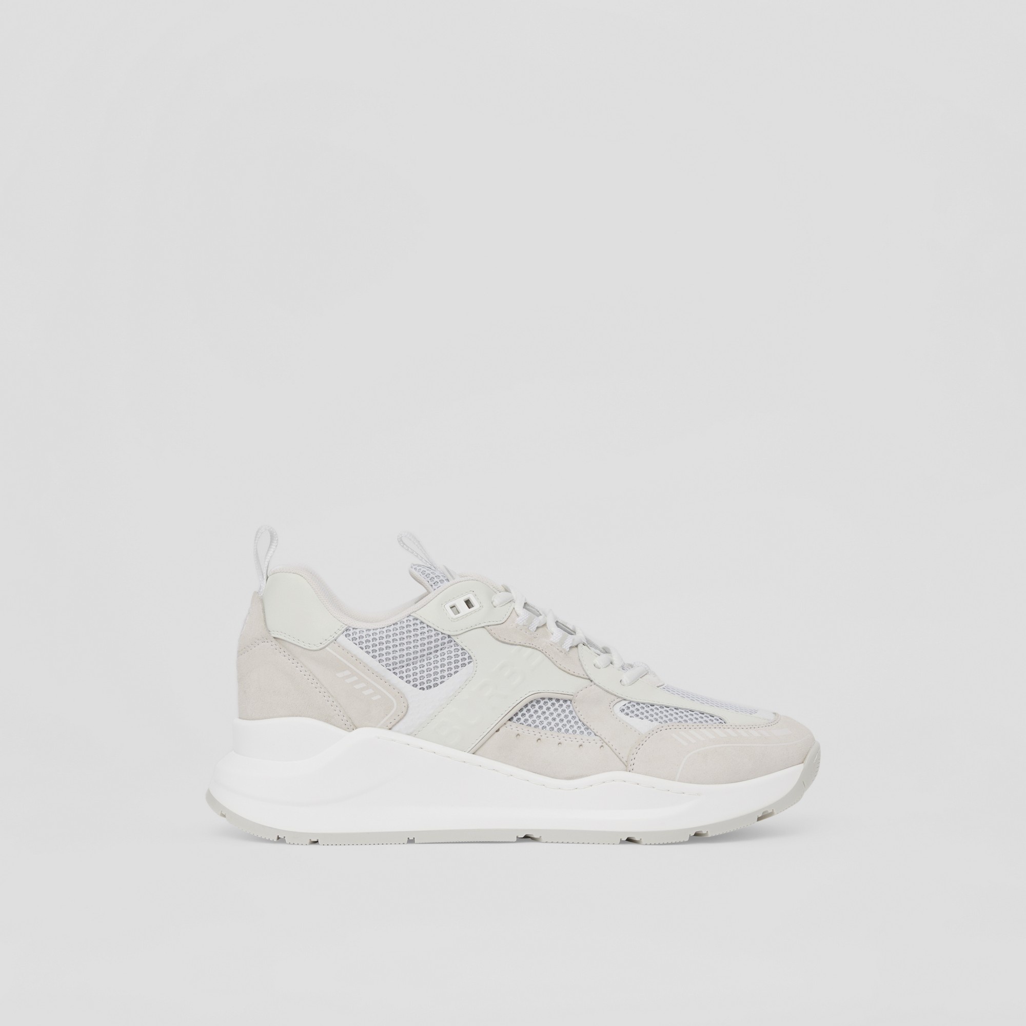 Logo Print Leather, Suede and Mesh Sneakers - 1