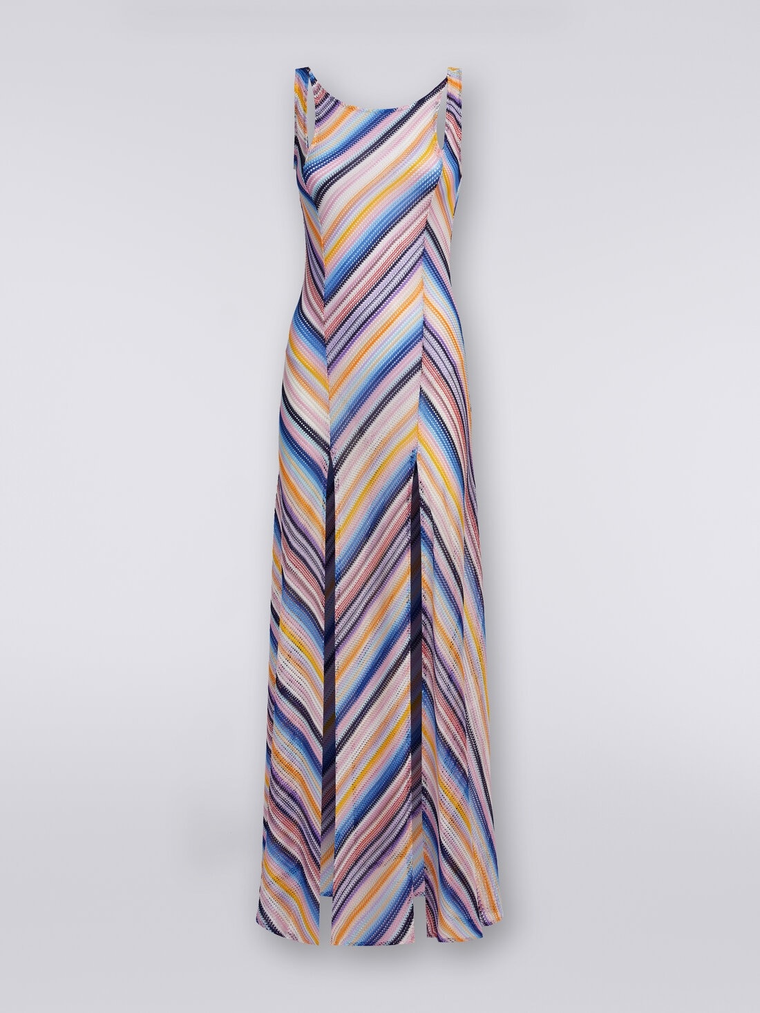 Missoni Long cover up dress in striped crochet with slits