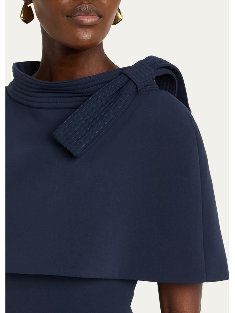 Bodycon Funnel-Neck Capelet Midi Dress 5