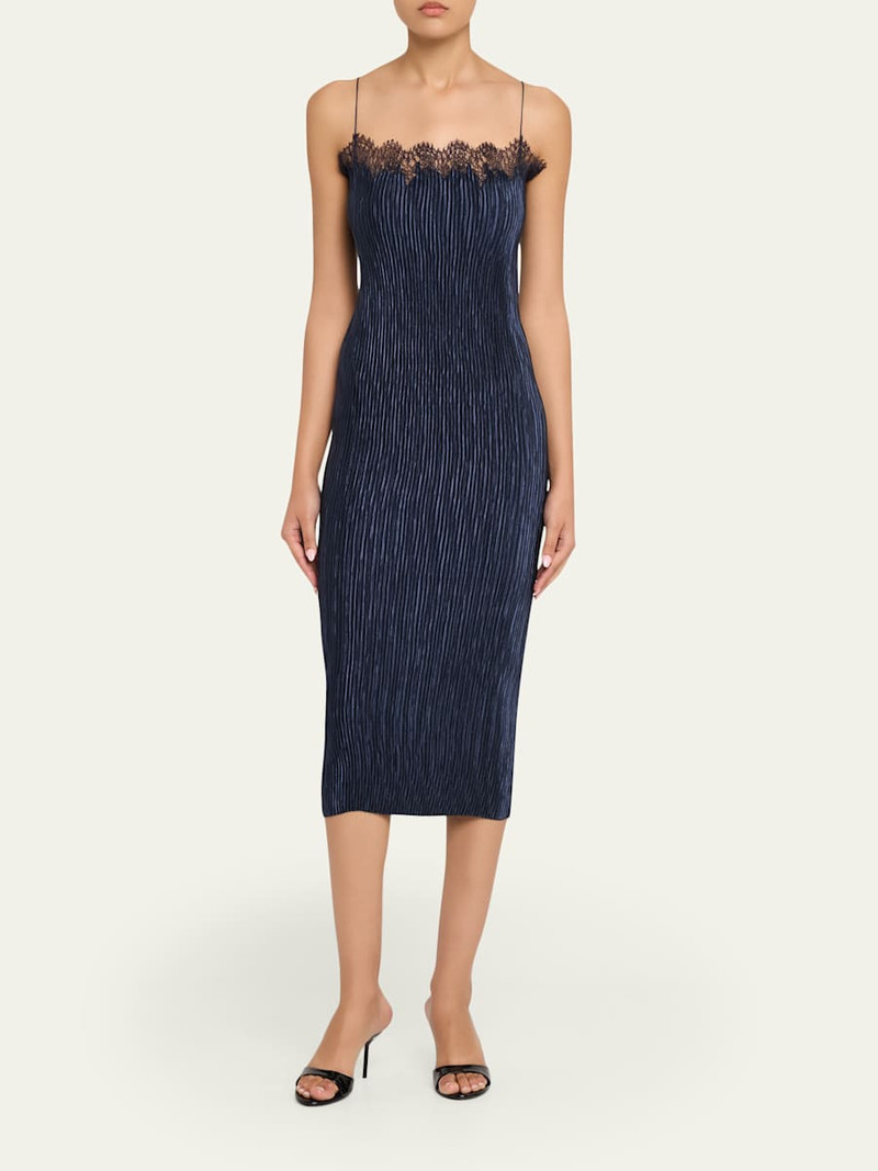 FFORME Lumi Pleated Satin Midi Dress outlook