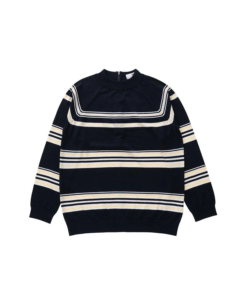 MOC NECK KNIT W NAVY - 1