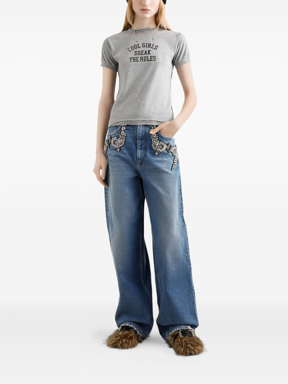 crystal-embellished jeans - 2