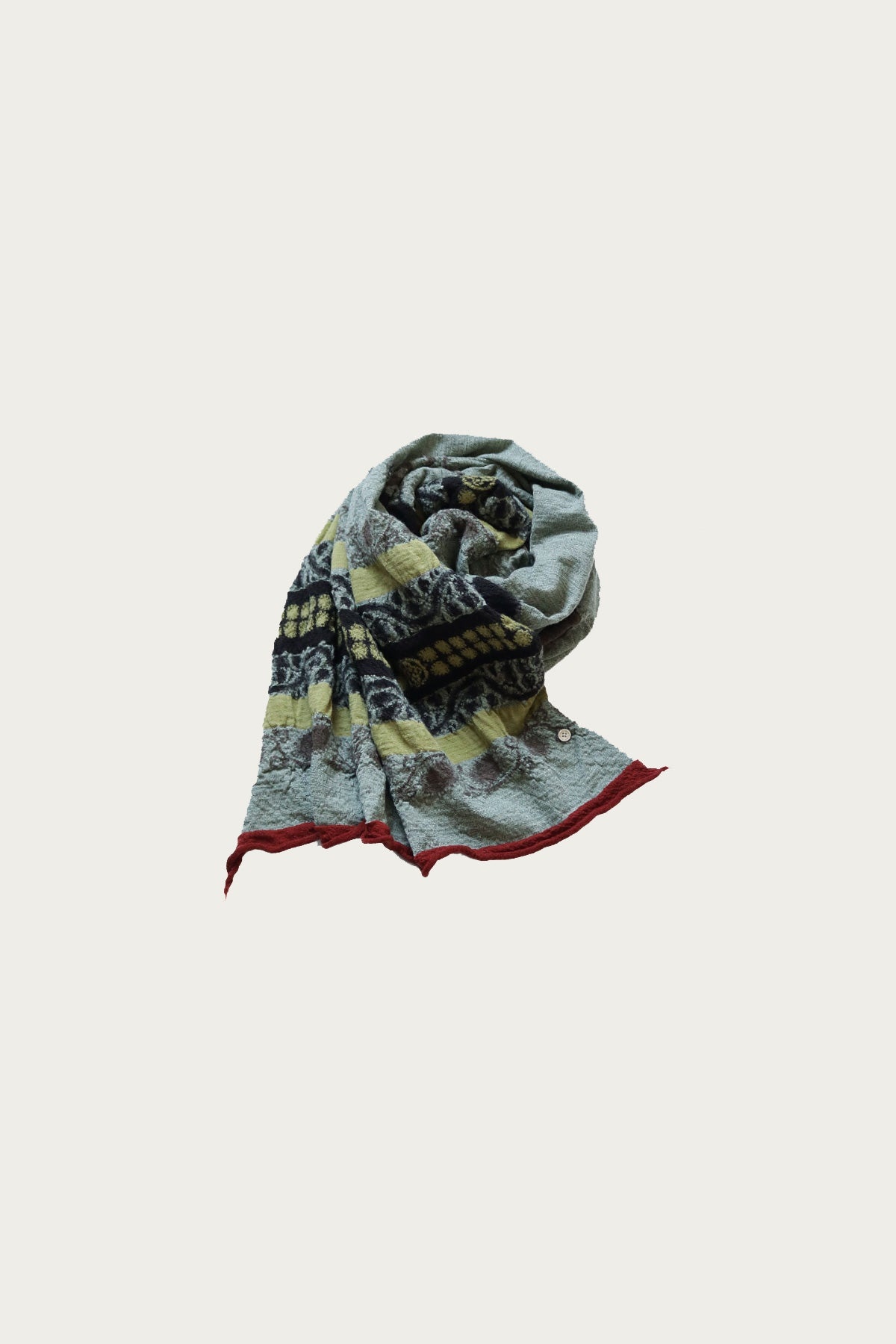 Fulling Wool Scarf COPTIC SKULL - Green - 4