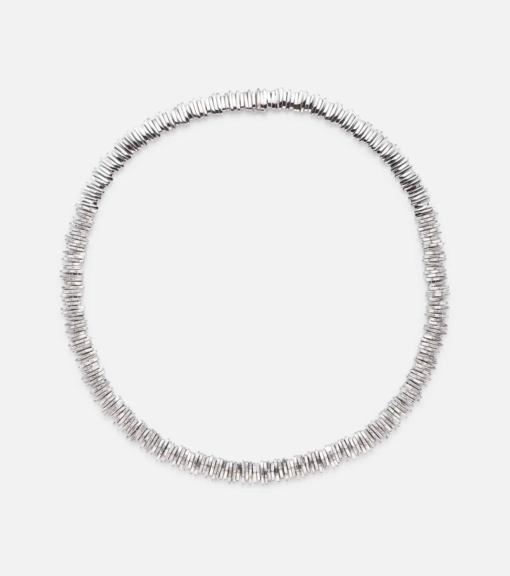 Classic 18kt white gold tennis necklace with diamonds - 1