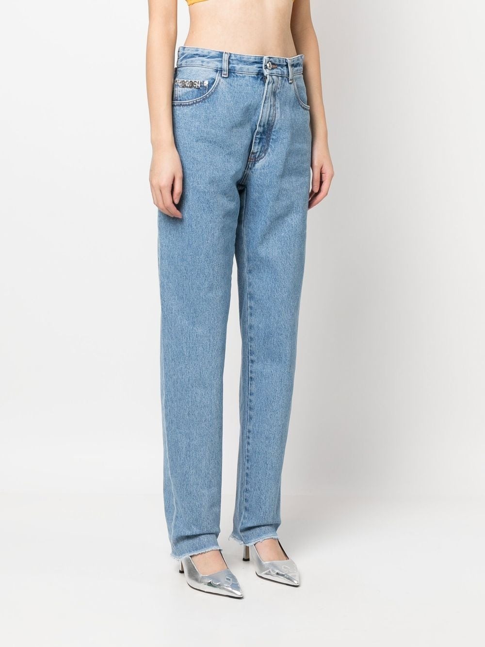 crystal-embellished detail straight jeans - 4