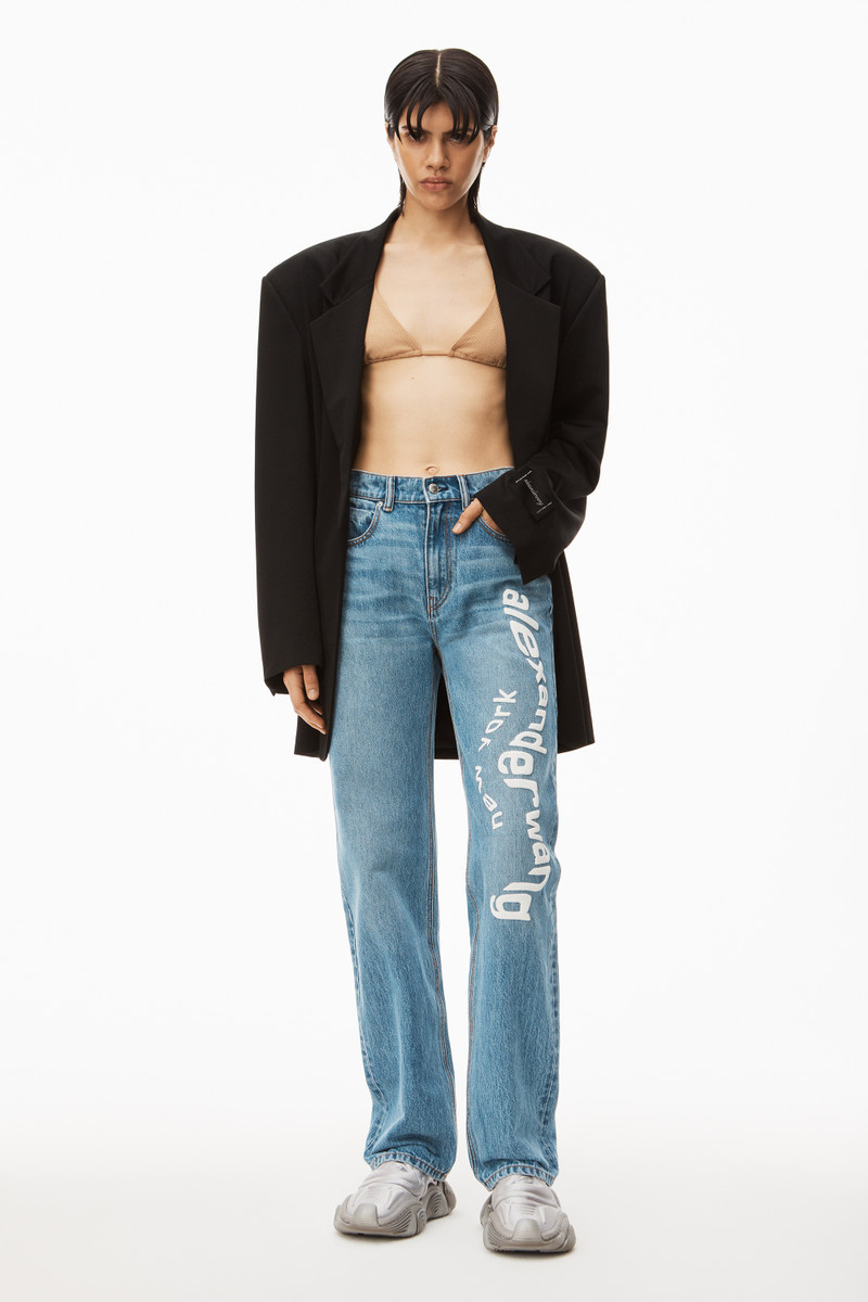 Alexander Wang PUFF LOGO EZ - STRAIGHT LEG JEAN IN DENIM outlook
