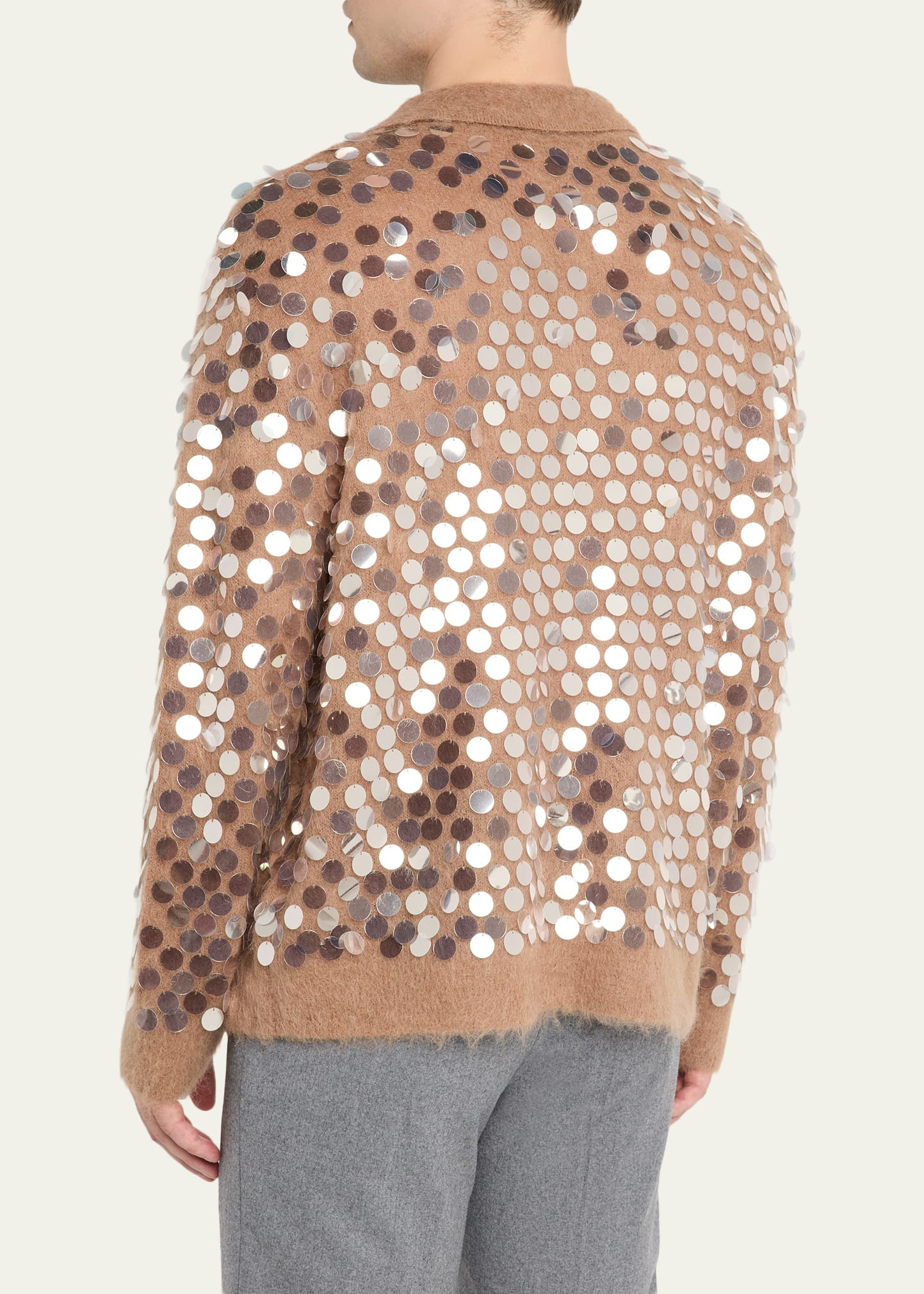 Men's Sequined Mohair-Blend Polo Sweater - 3