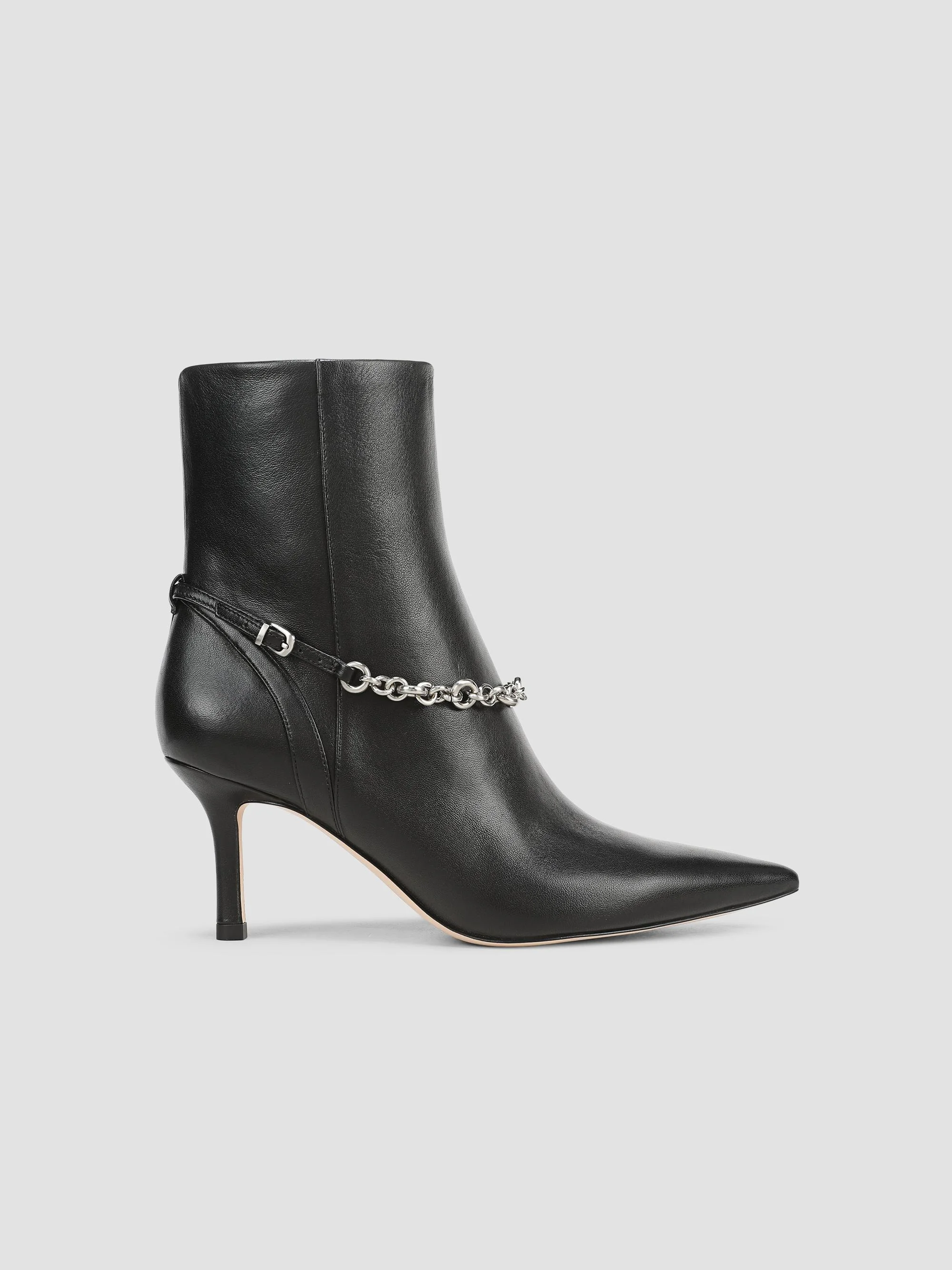 Women's Tate Leather Zip Short Booties - Black - 1