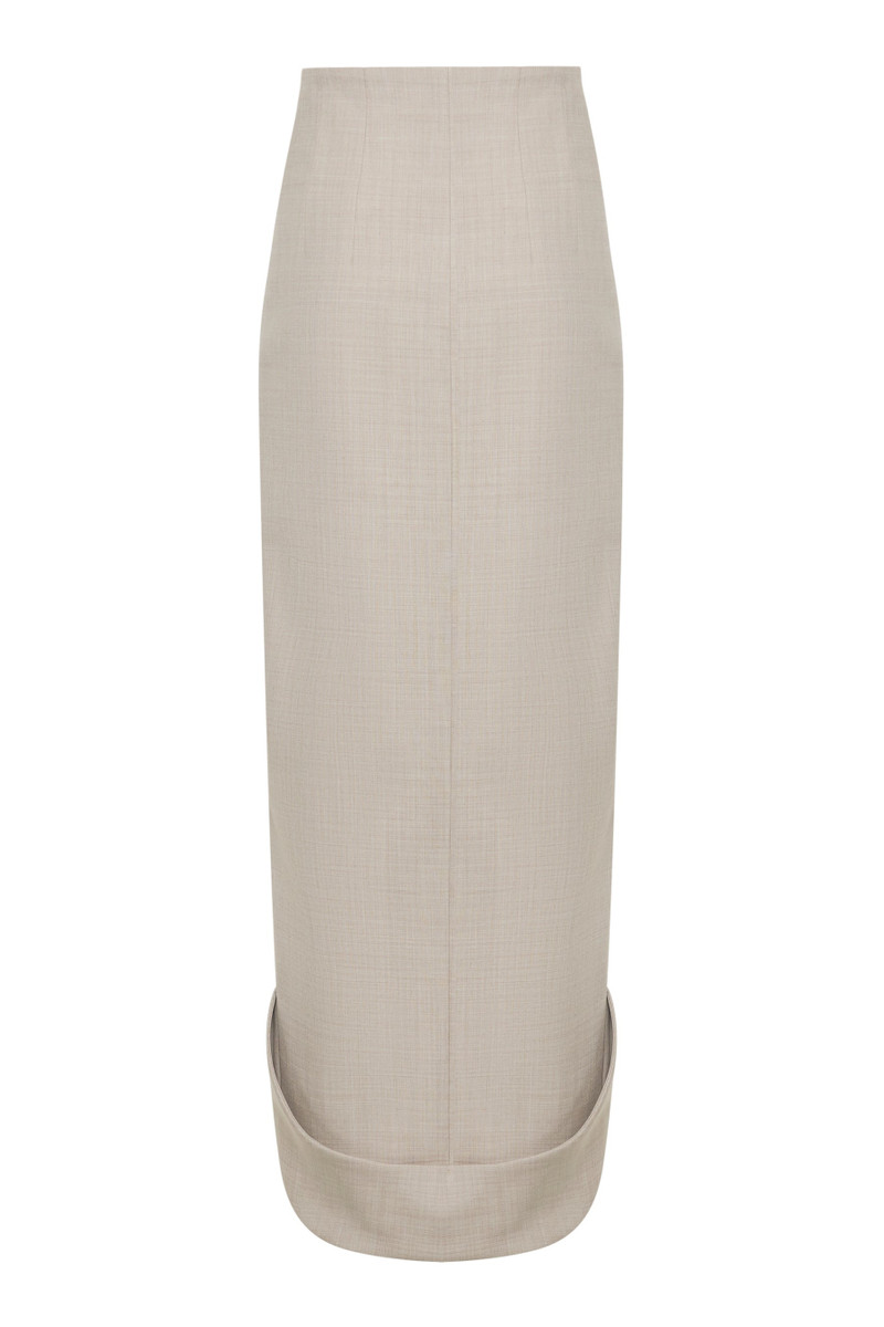 TAILORED SKIRT WITH JACKET COLLAR AT HEM BEIGE MELANGE 12