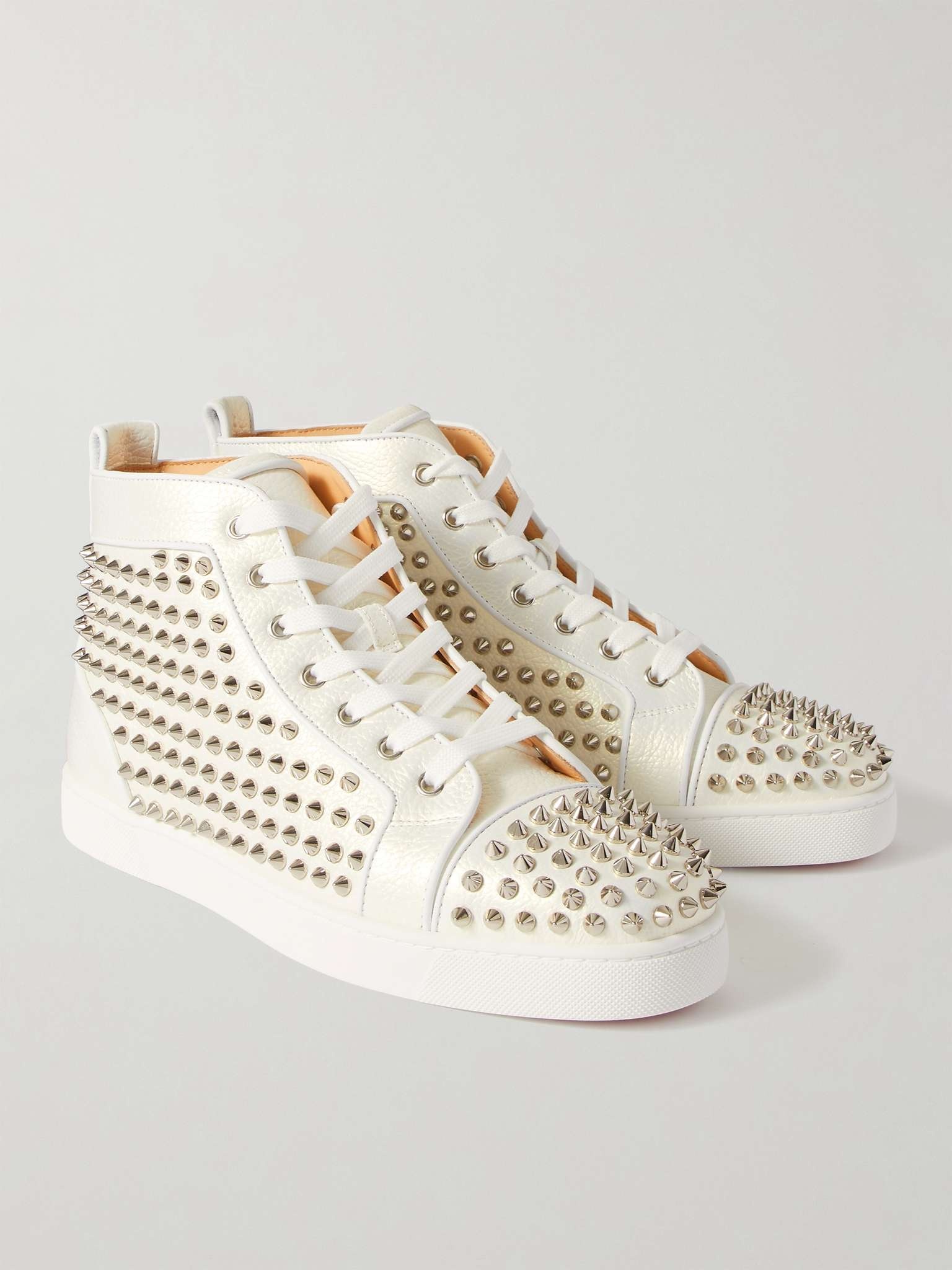 Louis Spiked Full-Grain Leather High-Top Sneakers - 4