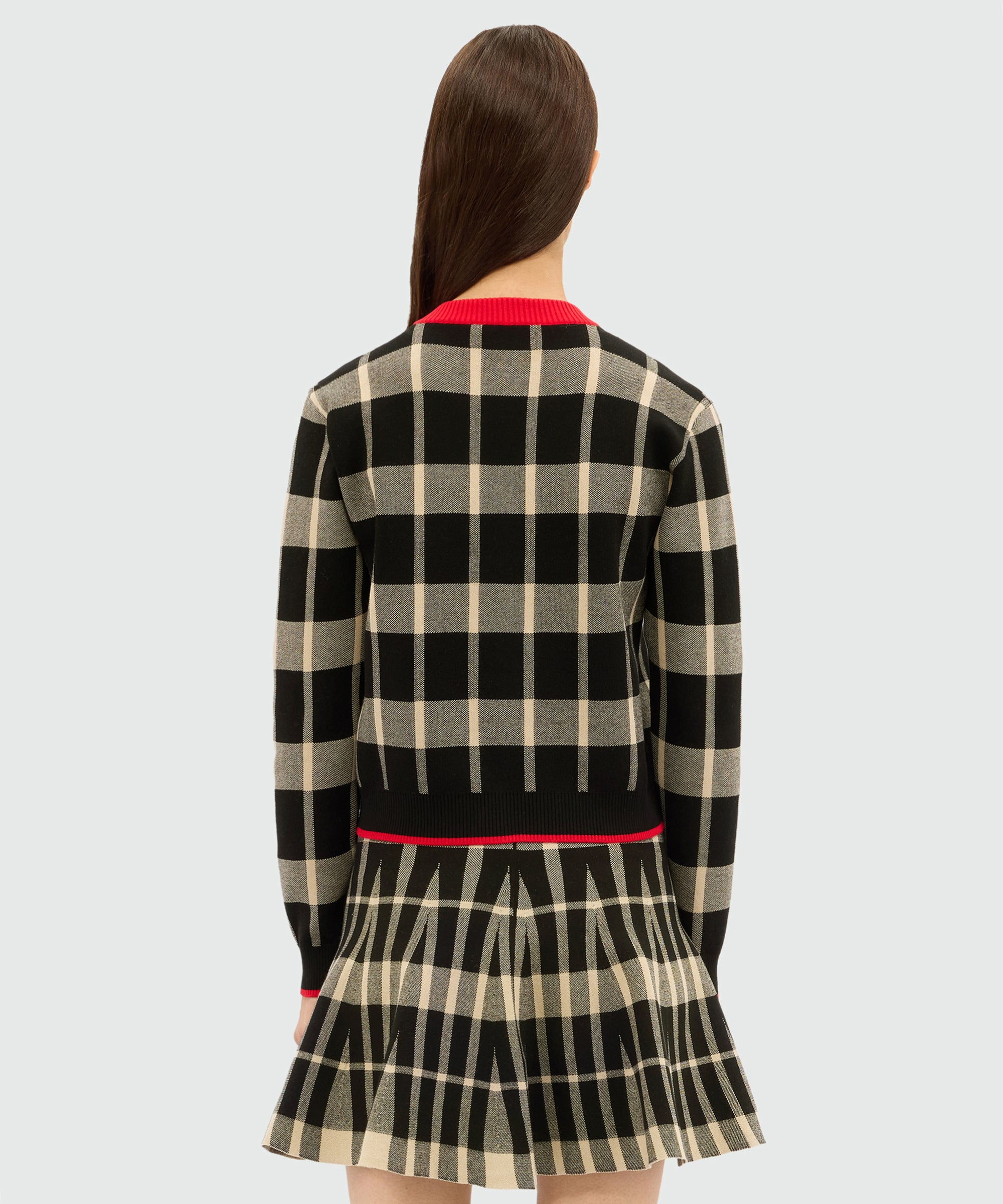Two-tone check cardigan with contrasting details - 3