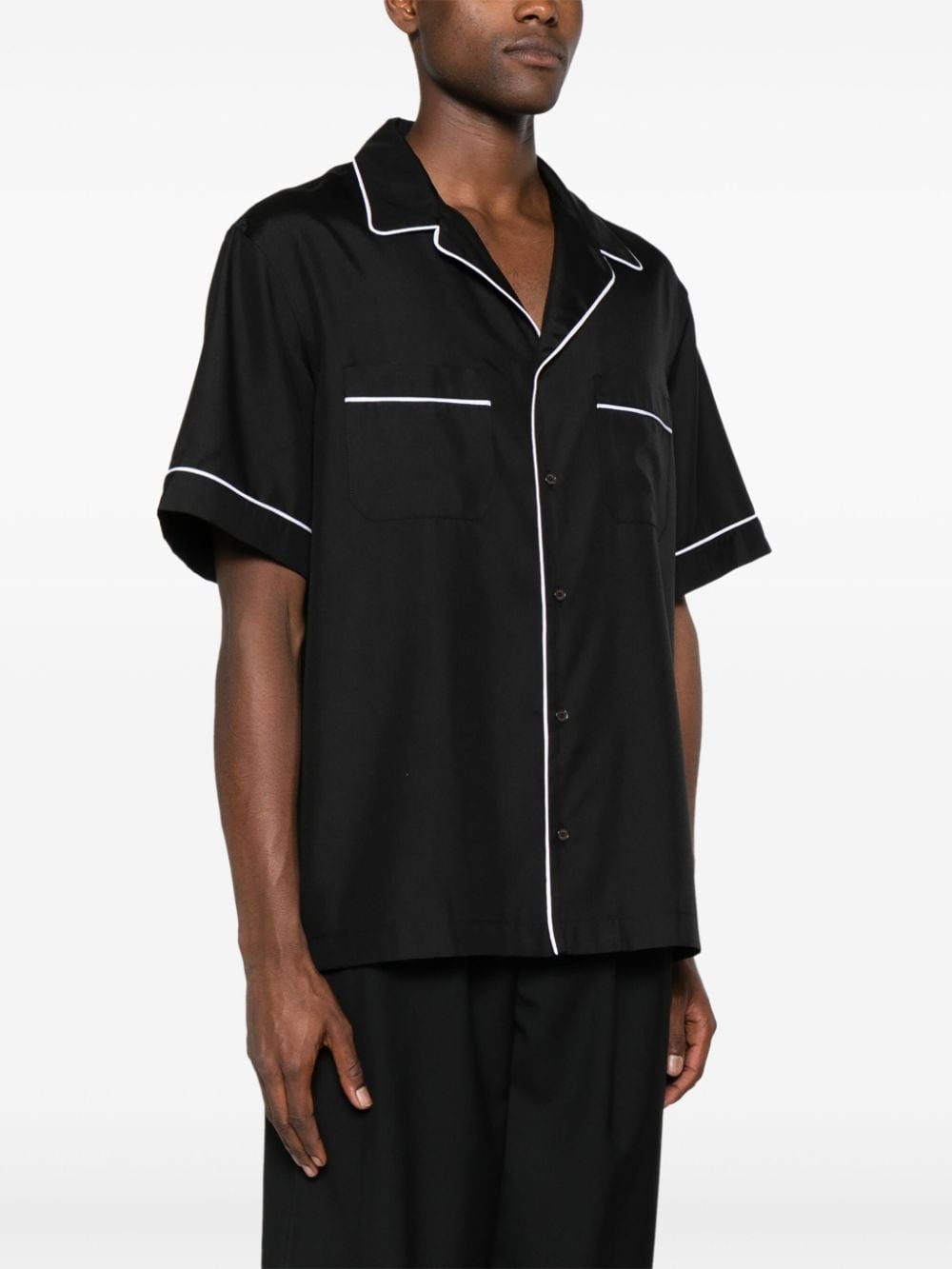 piped-trim silk shirt - 3