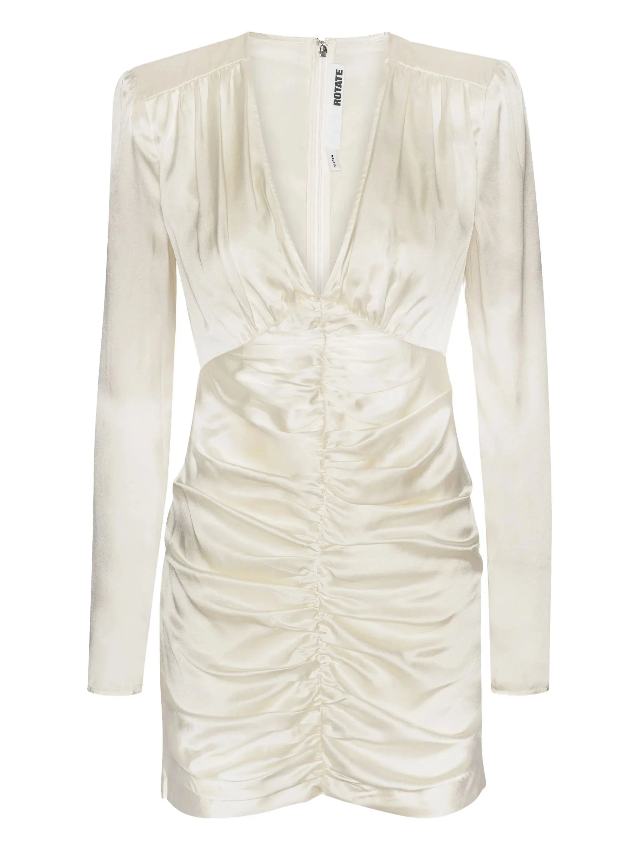 gathered satin mini dress - 1