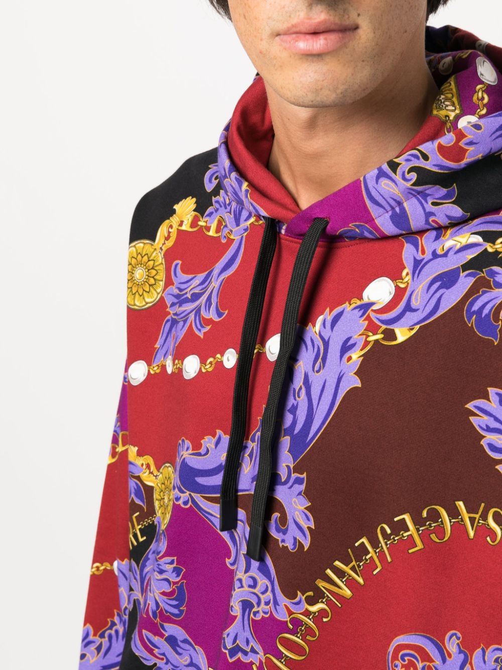 baroque-print cotton hoodie - 5