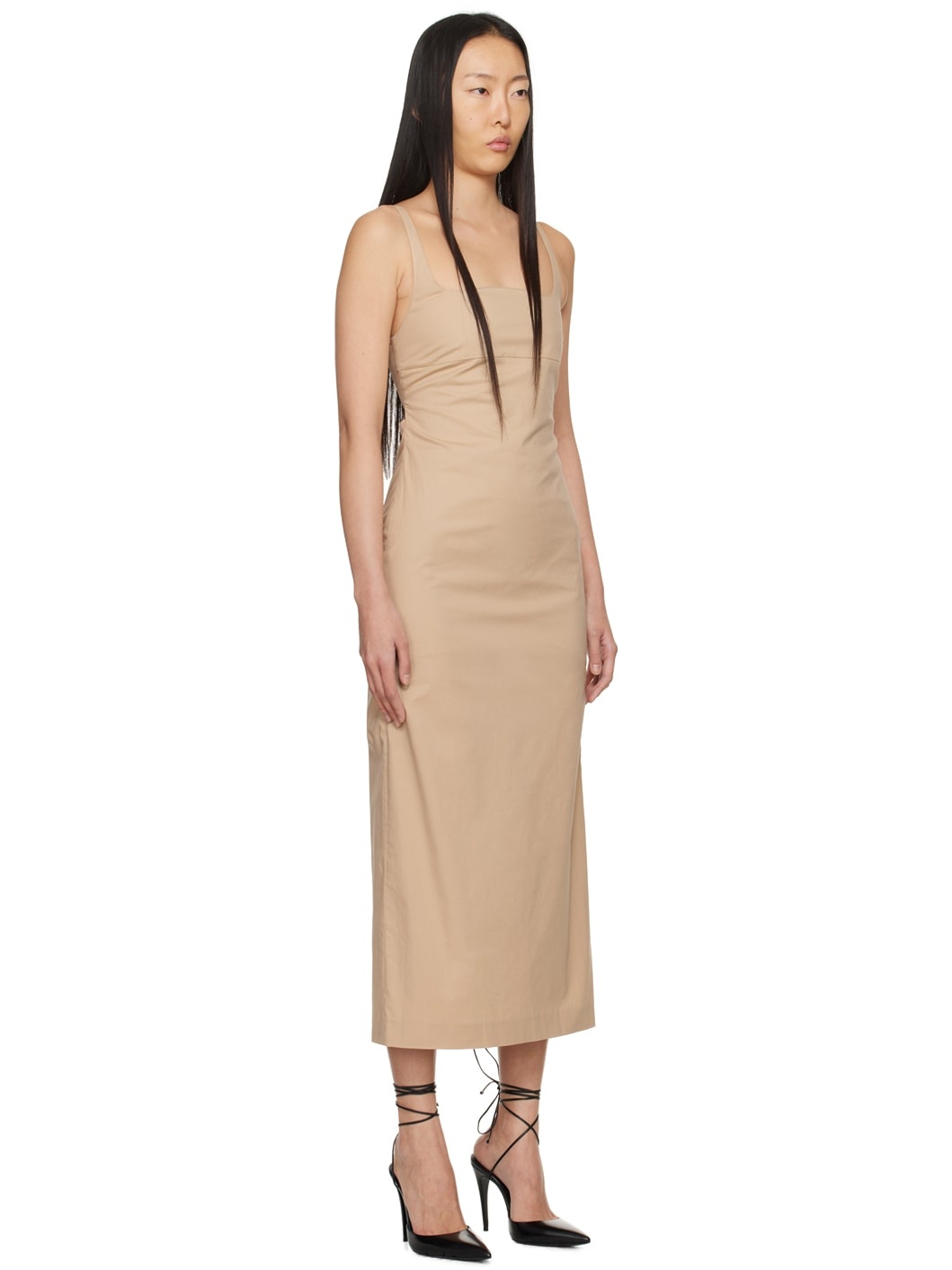 Beige Square Neck Maxi Dress - 2