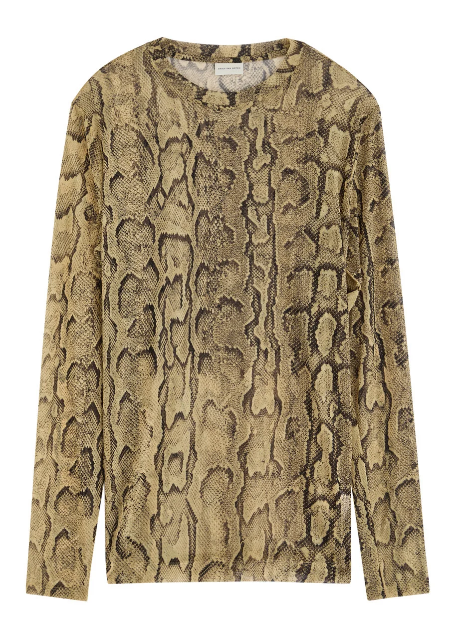 Dries Van Noten Horwick Python-print Stretch-tulle top - 1