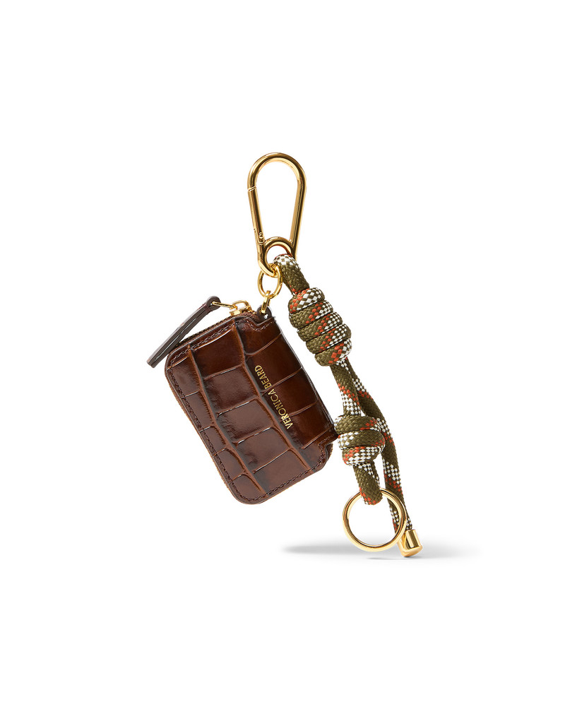 CROC-EMBOSSED ZIP POUCH BAG CHARM 5