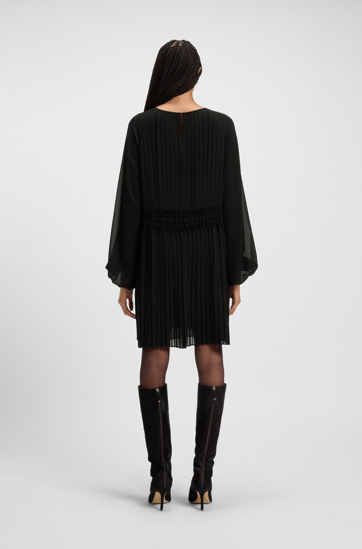 PLISSÉ DRESS WITH SMOCKED WAISTBAND - 4