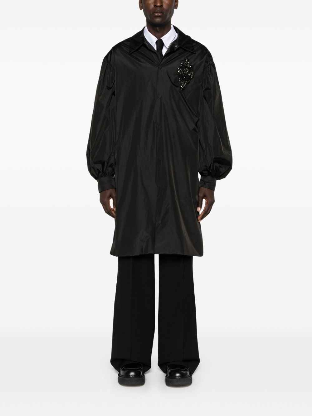 crystal-appliqué midi coat - 2
