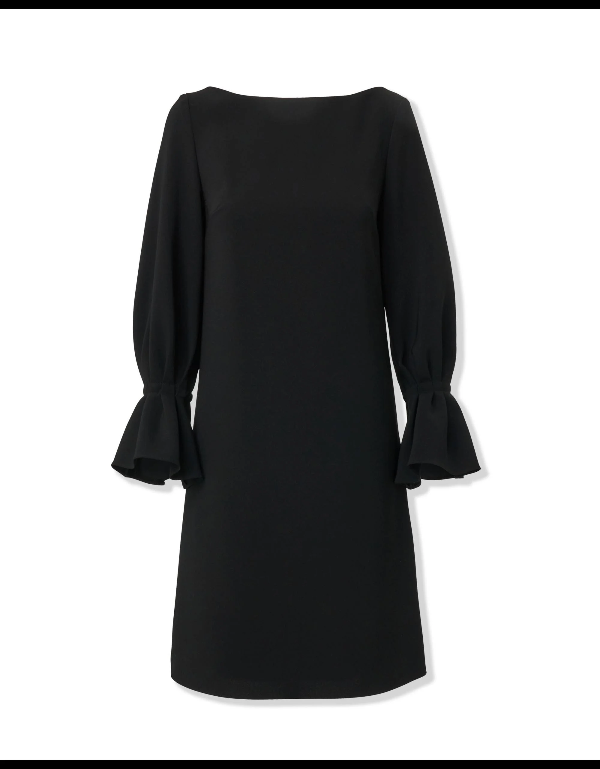 Women's Silk Puff-Sleeve Shift Minidress - Black - 1