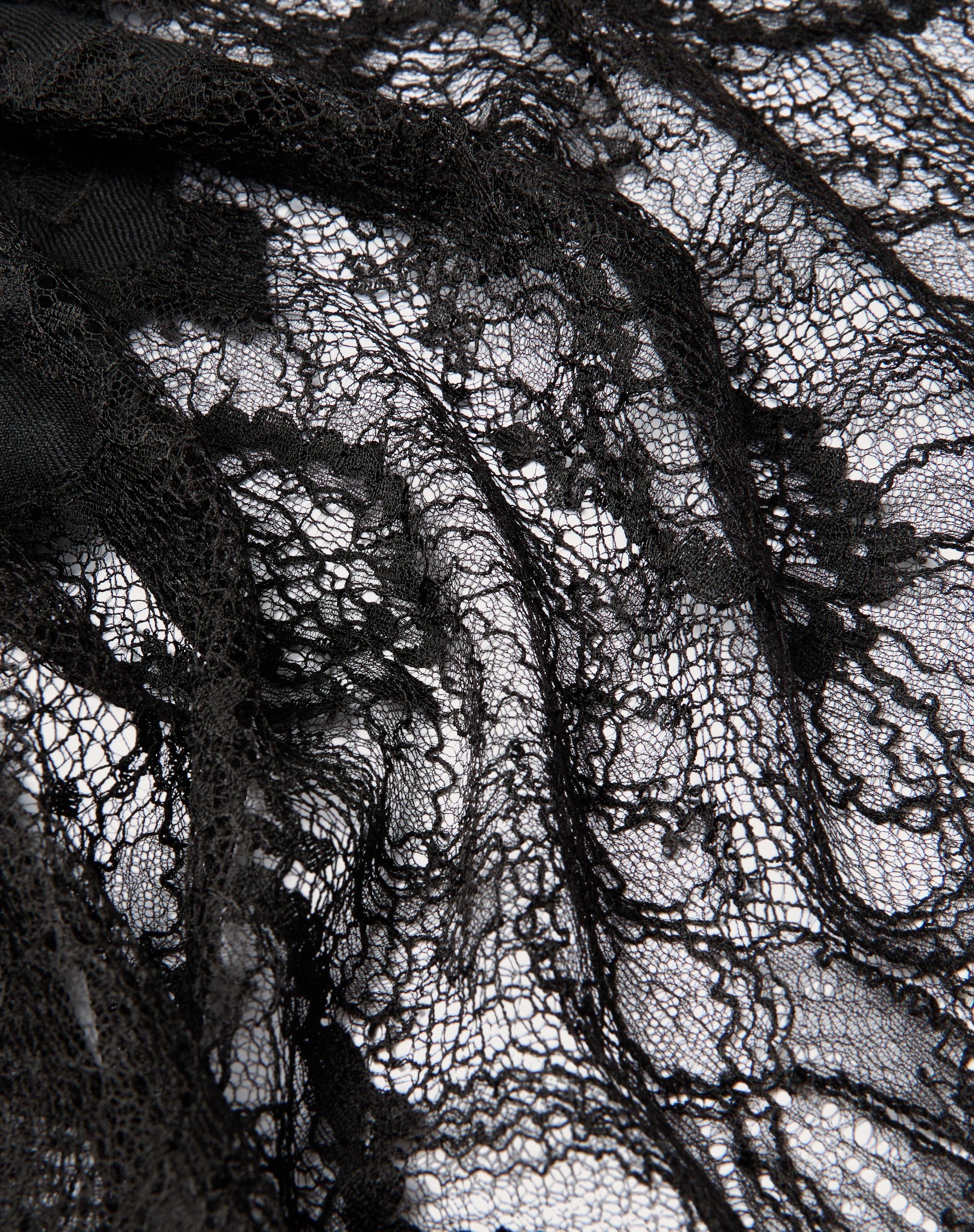 LACE STOLE IN CASHMERE AND WOOL WITH LACE DETAIL - 2