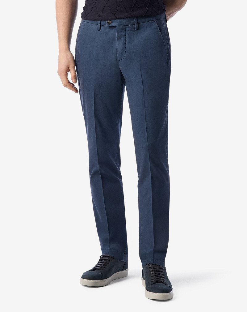 Blue stretch gabardine chinos 3