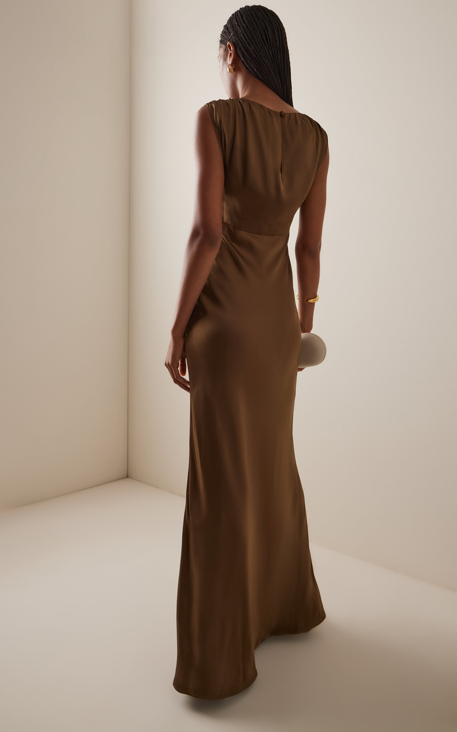 Ophelia Satin Maxi Dress olive - 4