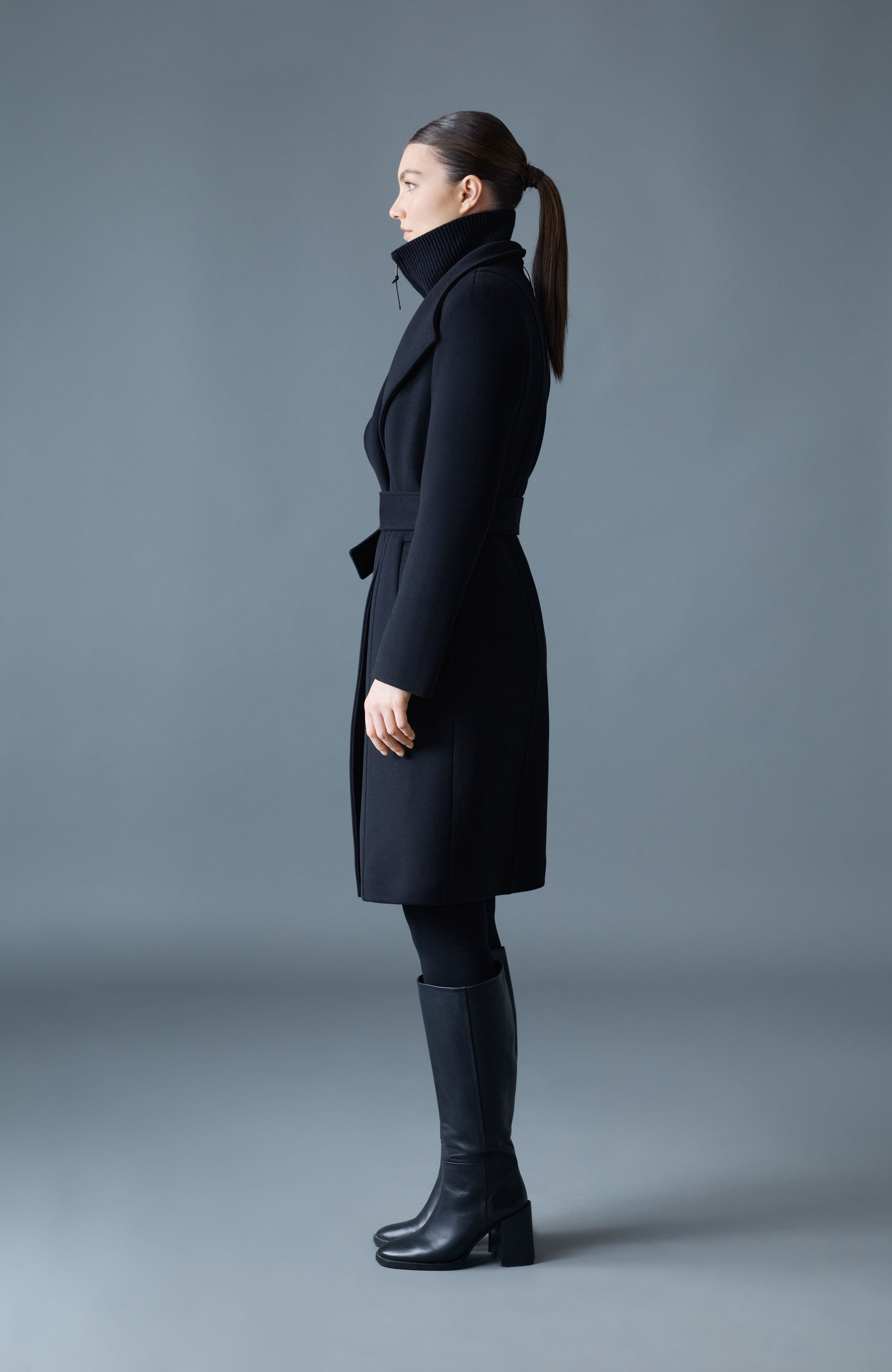 NORITA-Z 2-in-1 double face wool coat with sash - 3