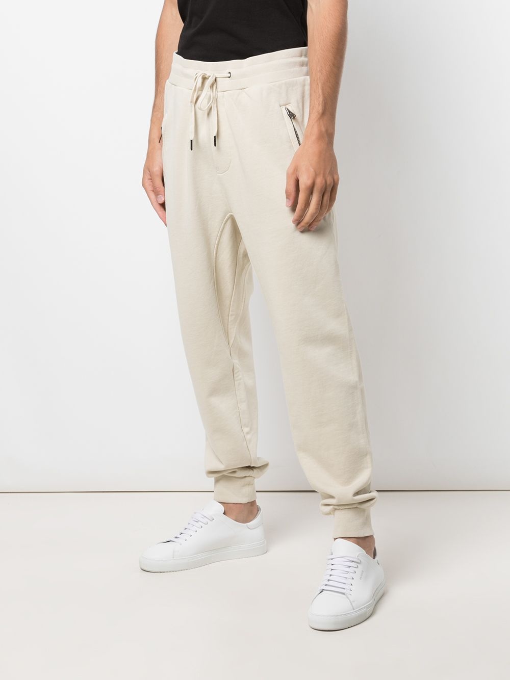 drawstring-waist cotton track trousers - 3