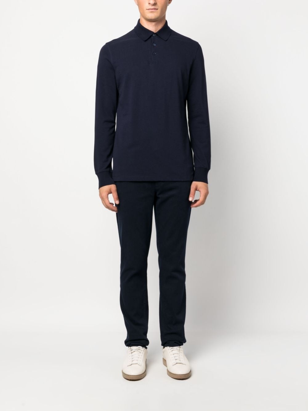 long-sleeve cotton polo shirt - 3