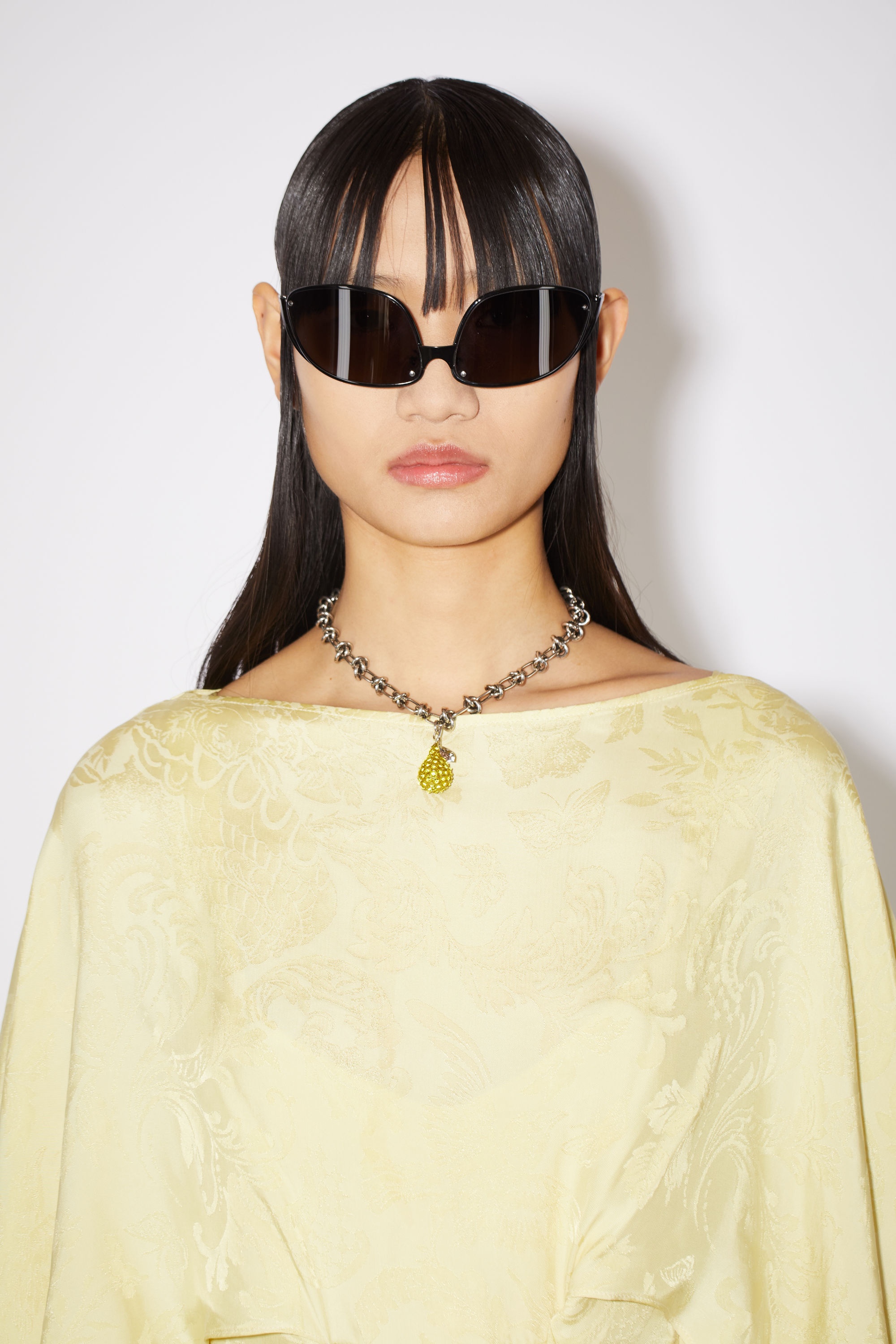 Satin tie-up layered dress - Yellow - 6