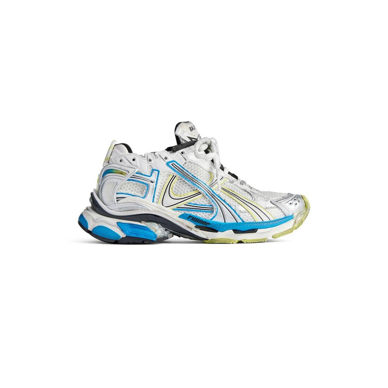 Men's Runner Sneaker in White/yellow/blue - 1