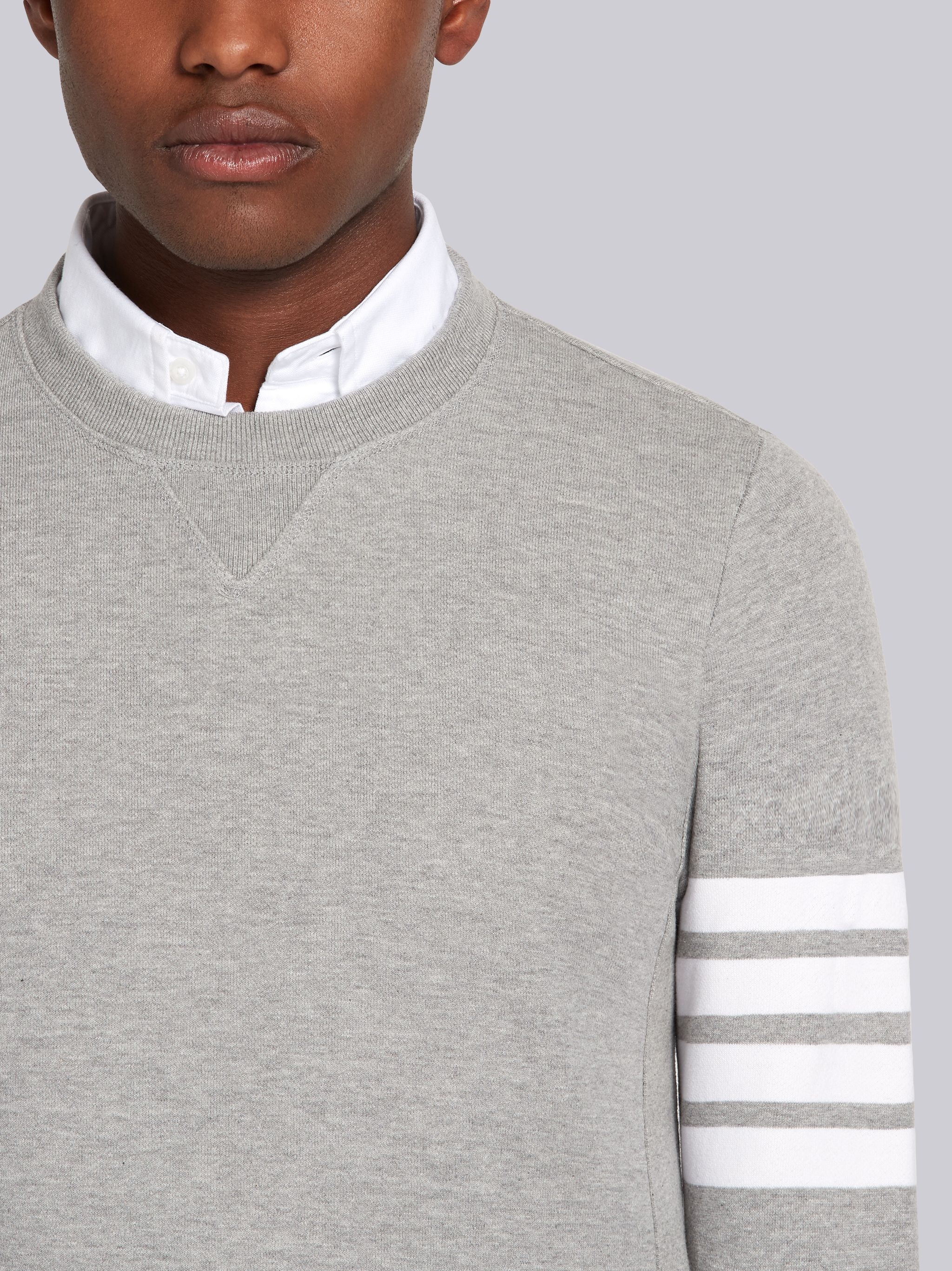 Light Grey Loopback Jersey Knit 4-bar Crew Neck Sweatshirt - 5